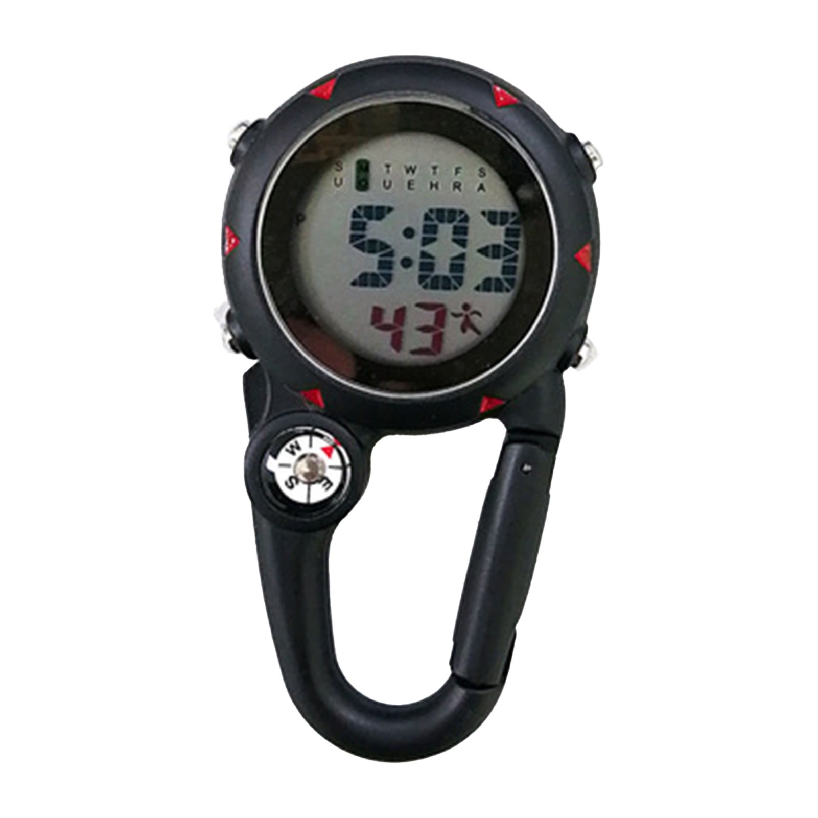 Digital Carabiner Watch Luminous Anti-scratch Precise Backpack Belt Pocket Clip on Watch for Outdoor Black - Image 1