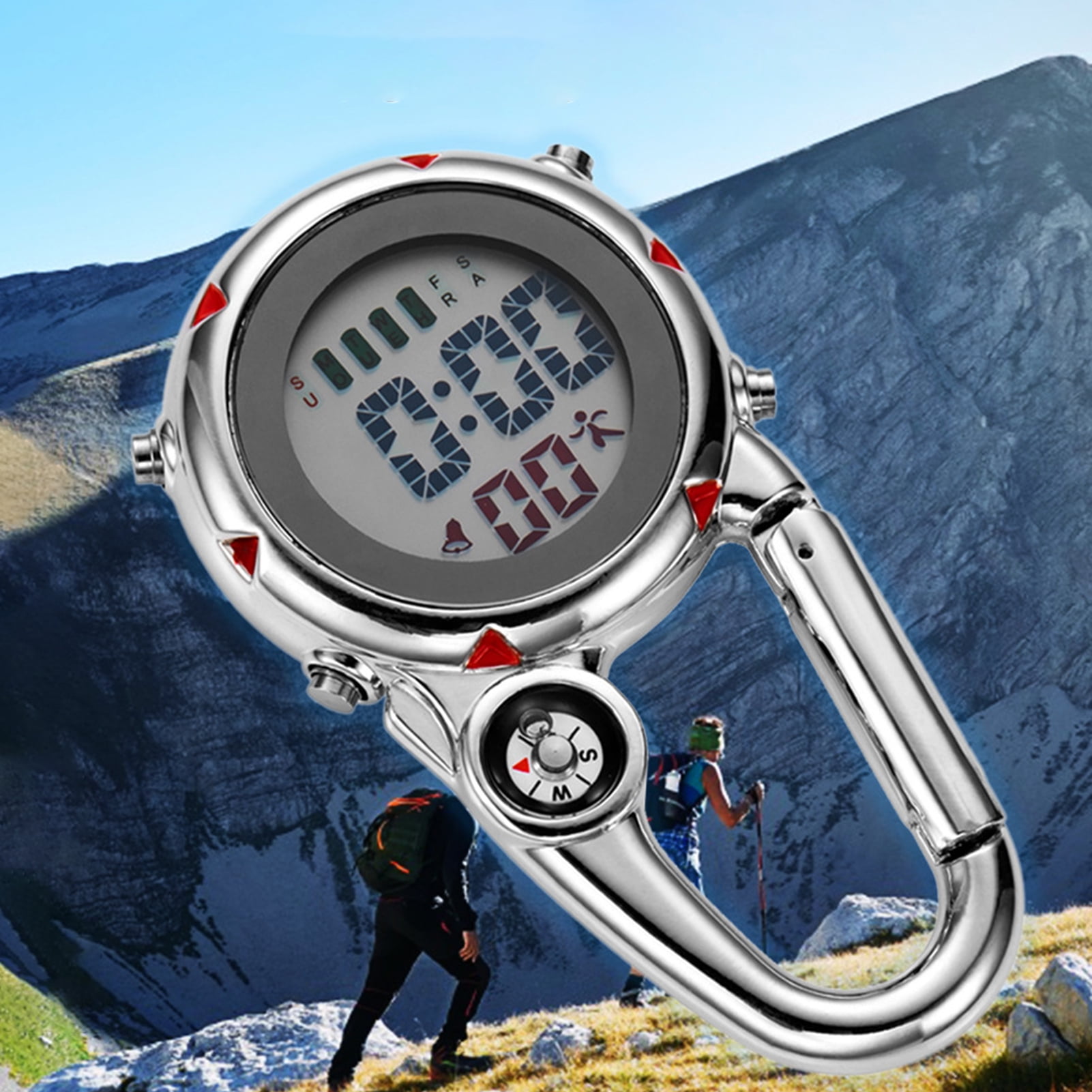 Digital Carabiner Watch Luminous Anti-scratch Precise Backpack Belt Pocket Clip on Watch for Outdoor Black - Image 2