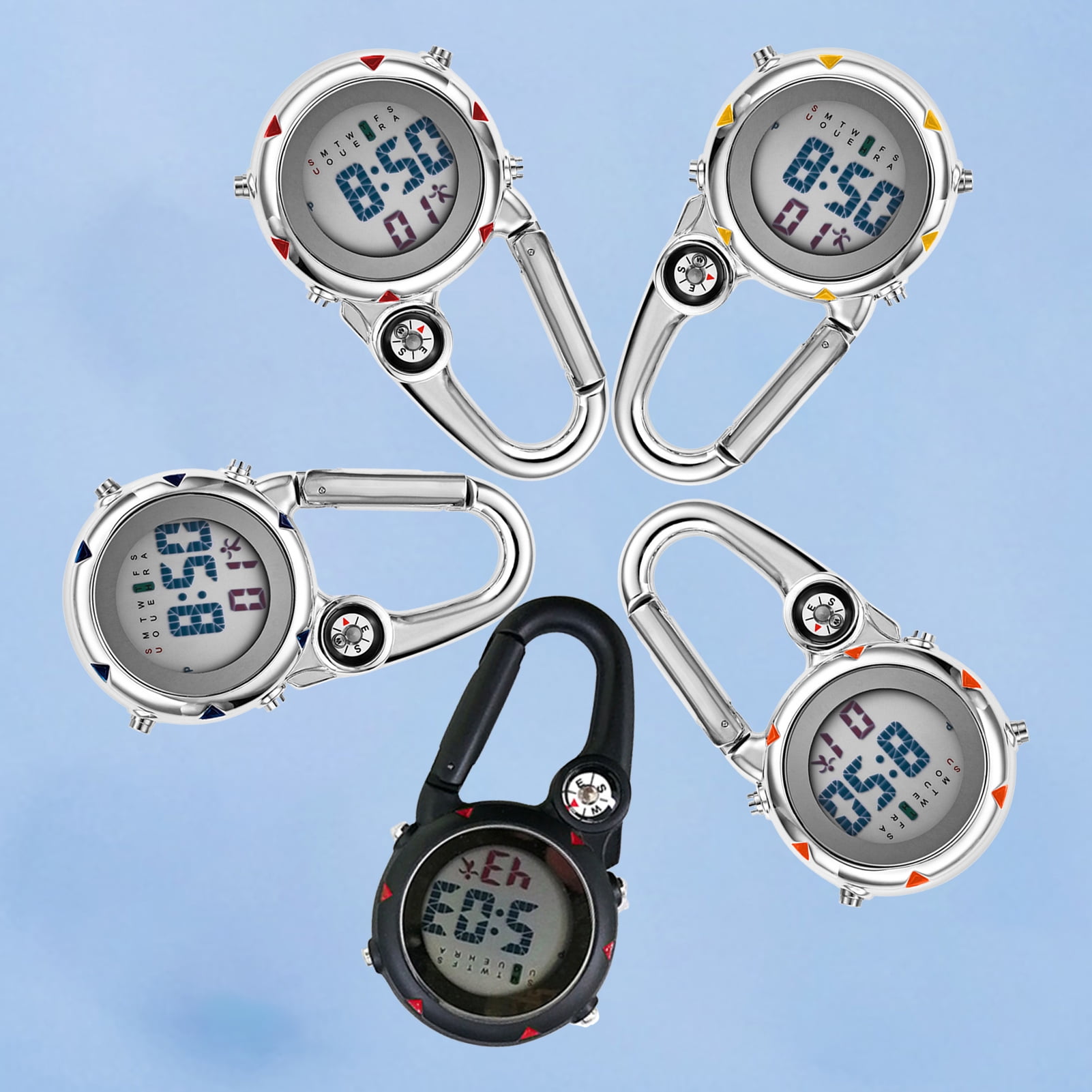 Digital Carabiner Watch Luminous Anti-scratch Precise Backpack Belt Pocket Clip on Watch for Outdoor Black - Image 4