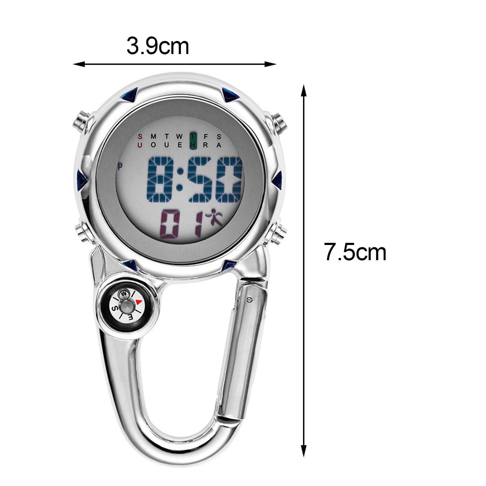 Digital Carabiner Watch Luminous Anti-scratch Precise Backpack Belt Pocket Clip on Watch for Outdoor Black - Image 5