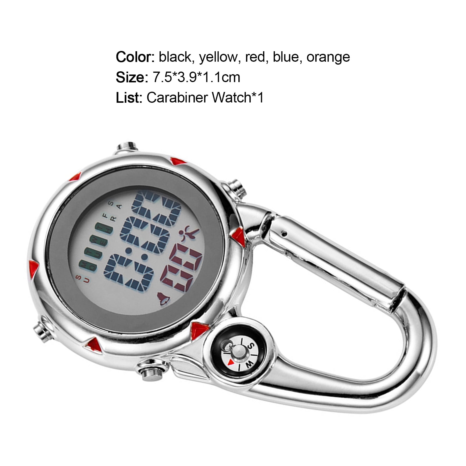 Digital Carabiner Watch Luminous Anti-scratch Precise Backpack Belt Pocket Clip on Watch for Outdoor Black - Image 7