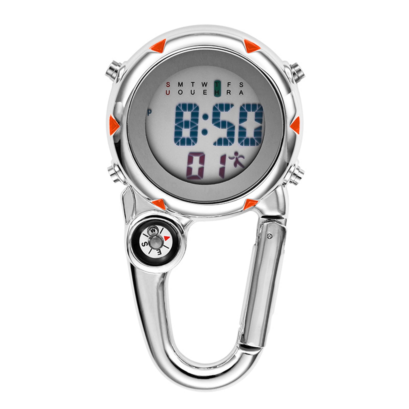 Digital Carabiner Watch Luminous Anti-scratch Precise Backpack Belt Pocket Clip on Watch for Outdoor Orange - Image 1