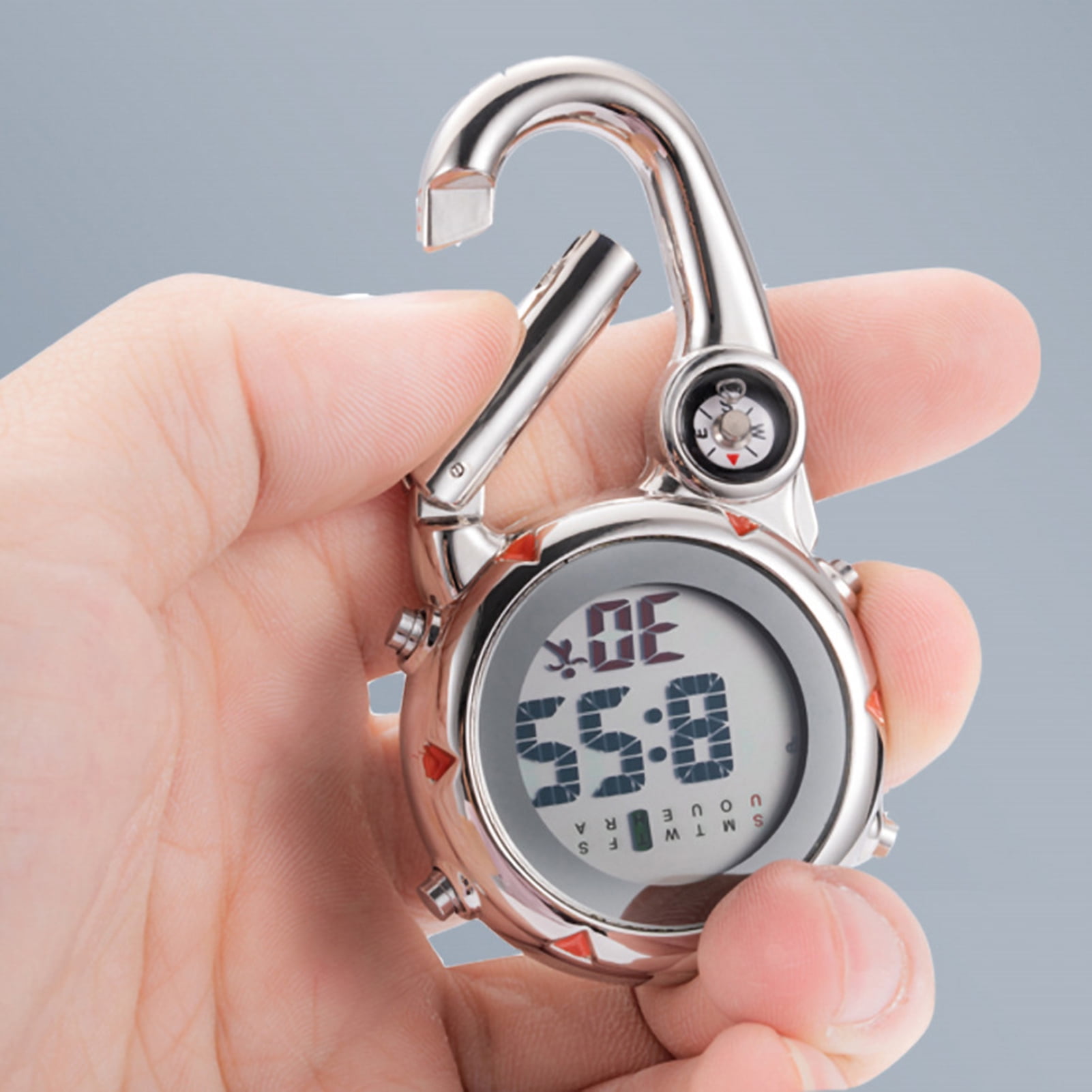 Digital Carabiner Watch Luminous Anti-scratch Precise Backpack Belt Pocket Clip on Watch for Outdoor Orange - Image 3