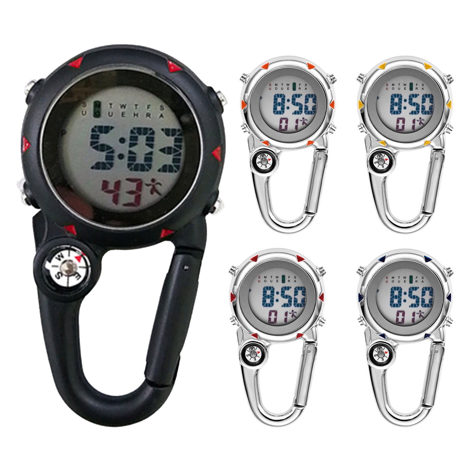 Digital Carabiner Watch Luminous Anti-scratch Precise Backpack Belt Pocket Clip on Watch for Outdoor Orange - Image 6