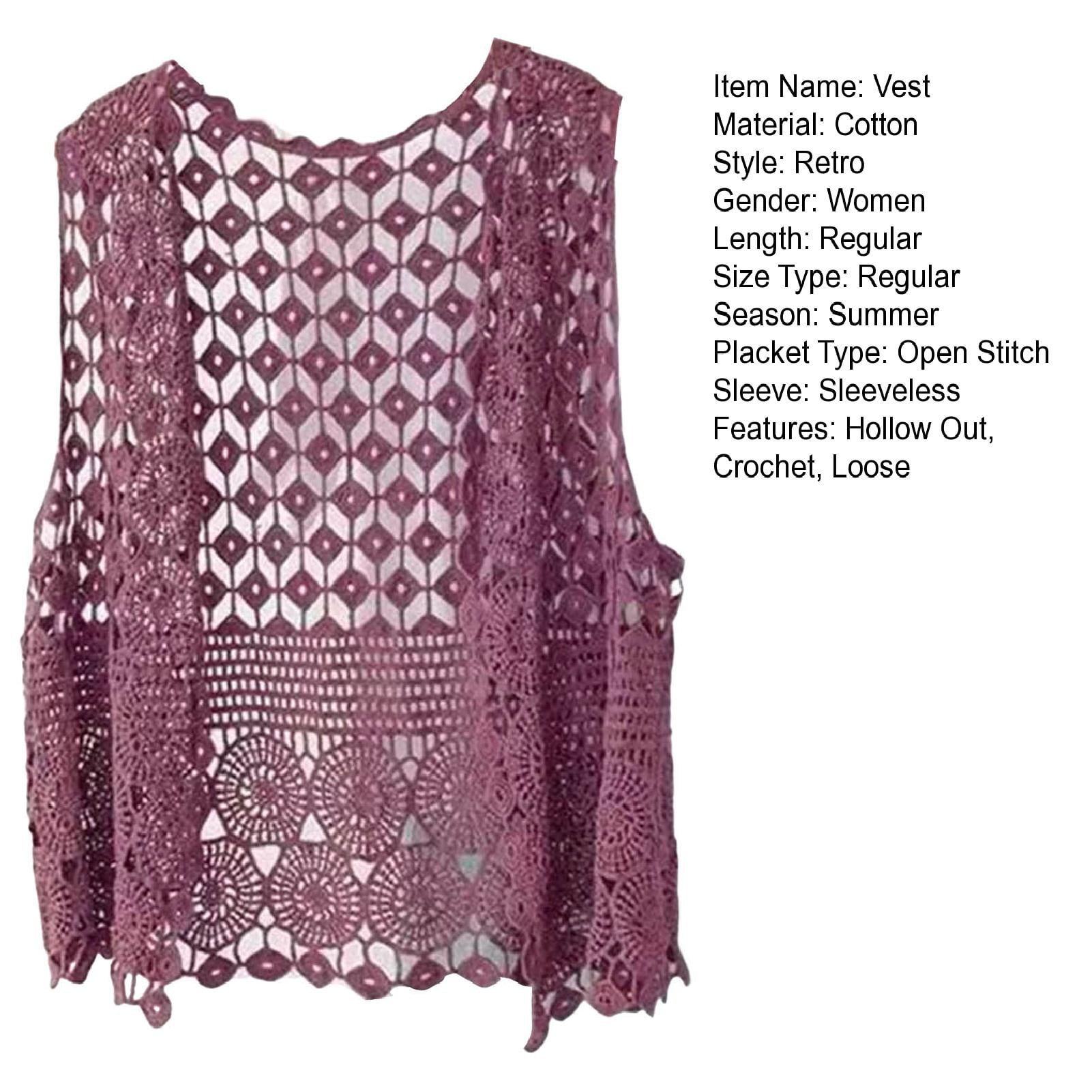 Women Vest Women's Sleeveless Knitted Hollow Vest Retro Crochet Cardigan for Summer Spring Autumn Sleeveless Cardigan One Size Black - Image 5