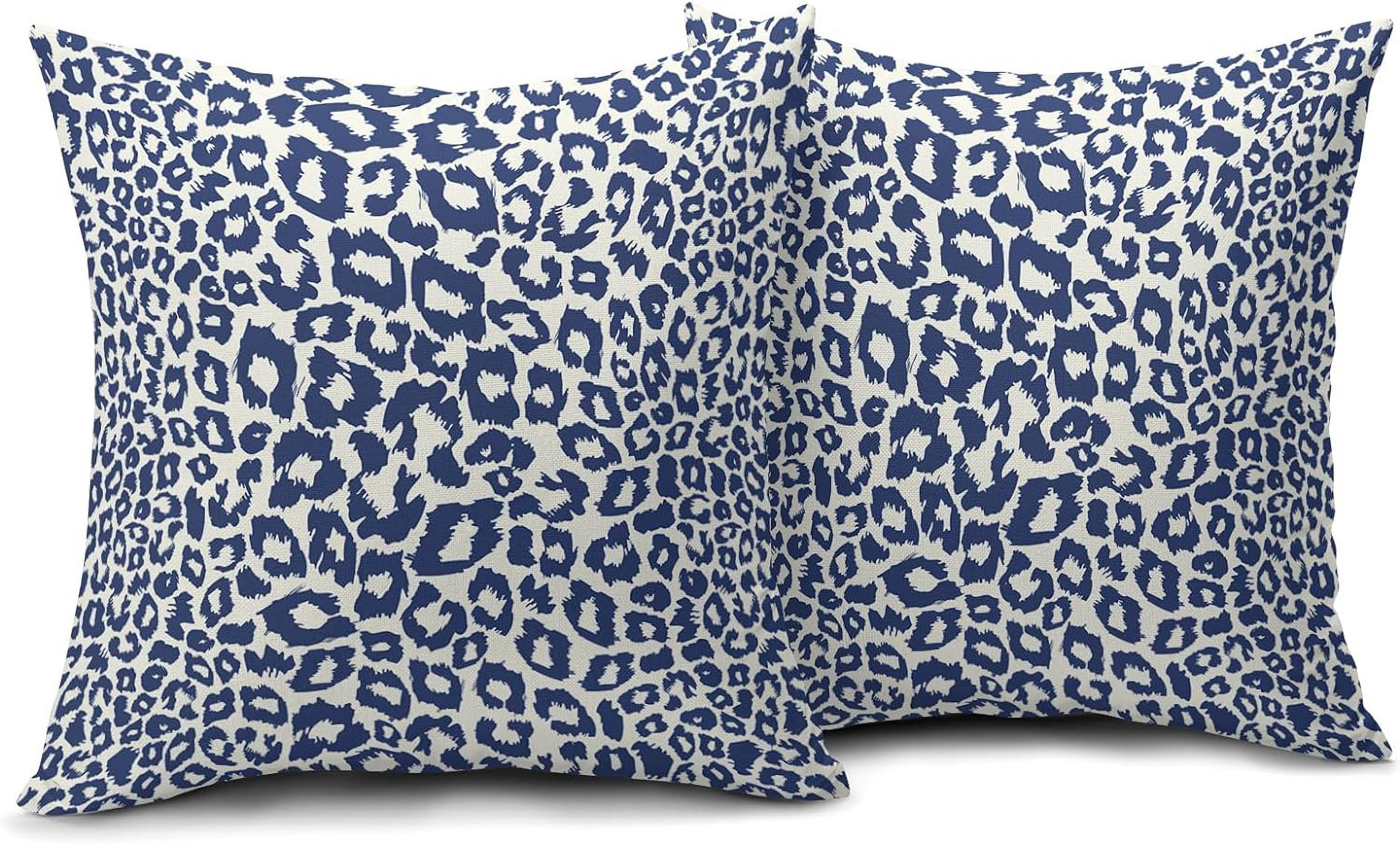 Lime Green White Leopard Print Pillow Covers 18x18 Inch Set of 2 Cheetah Animal Spots Decorative Throw Pillows For Couch Farmhouse Chinoiserie Pillow Cases Home Decor For Room Sofa Bed Porch Outdoor 18