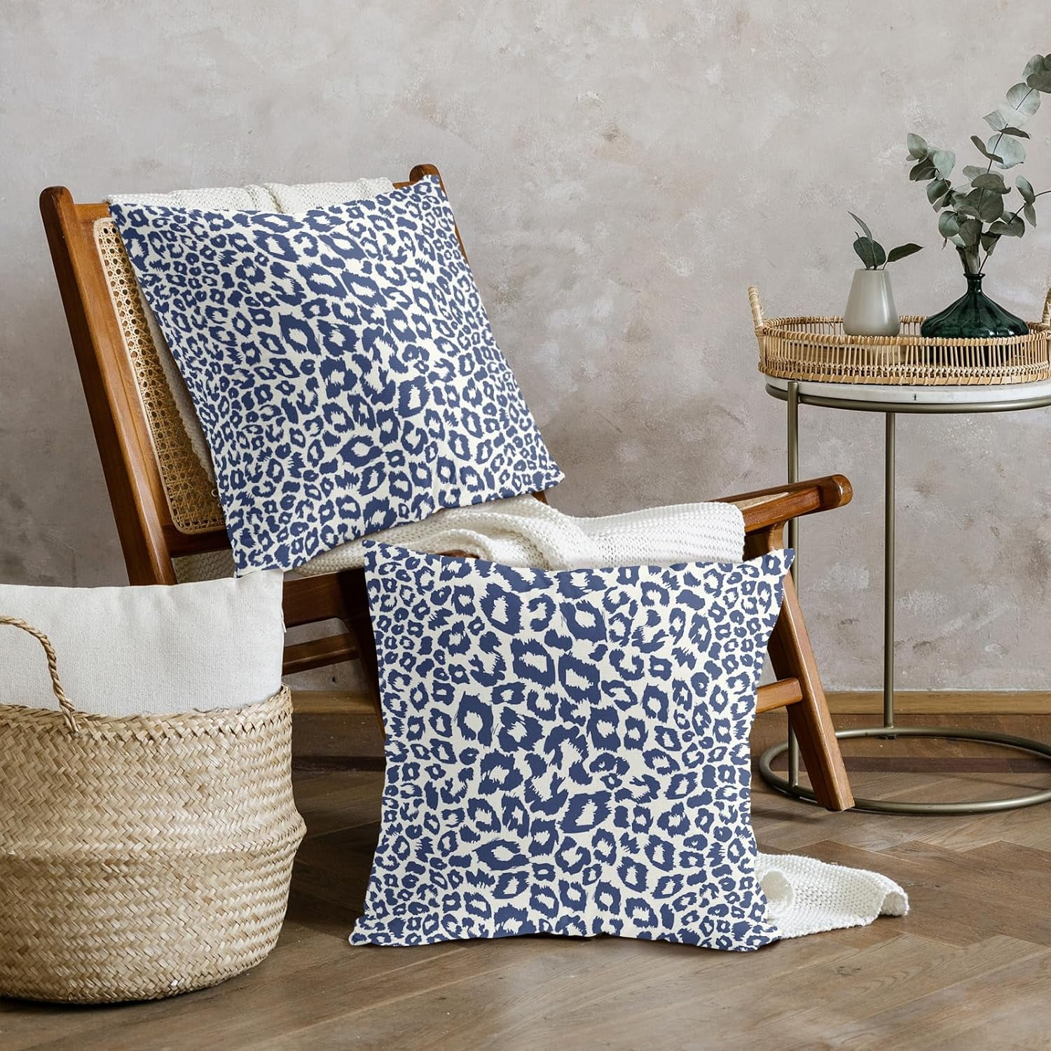 Lime Green White Leopard Print Pillow Covers 18x18 Inch Set of 2 Cheetah Animal Spots Decorative Throw Pillows For Couch Farmhouse Chinoiserie Pillow Cases Home Decor For Room Sofa Bed Porch Outdoor 18