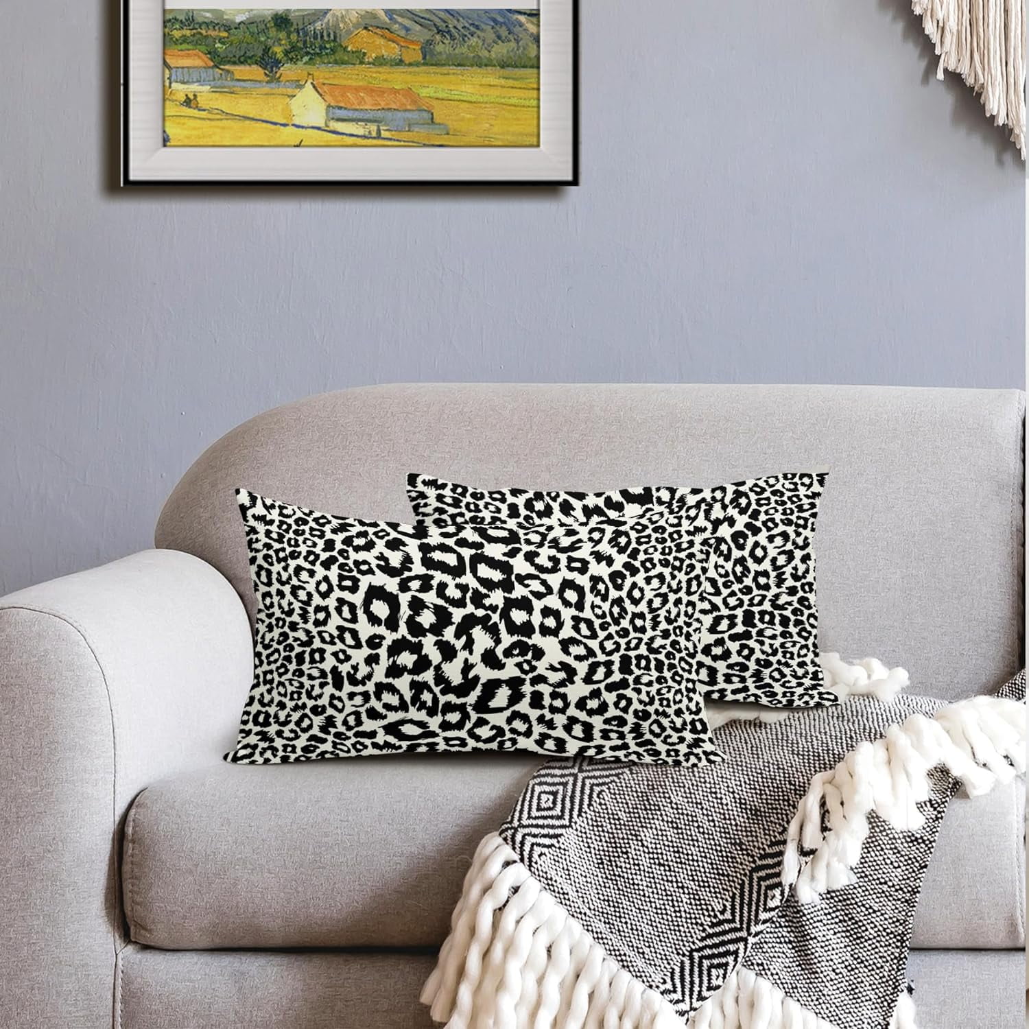Lime Green White Leopard Print Pillow Covers 18x18 Inch Set of 2 Cheetah Animal Spots Decorative Throw Pillows For Couch Farmhouse Chinoiserie Pillow Cases Home Decor For Room Sofa Bed Porch Outdoor 12