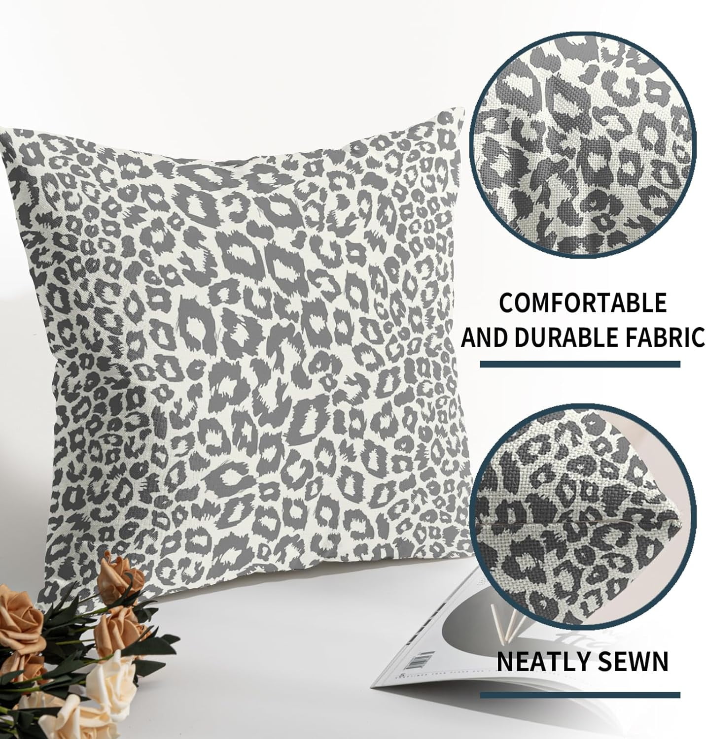 Lime Green White Leopard Print Pillow Covers 18x18 Inch Set of 2 Cheetah Animal Spots Decorative Throw Pillows For Couch Farmhouse Chinoiserie Pillow Cases Home Decor For Room Sofa Bed Porch Outdoor 20