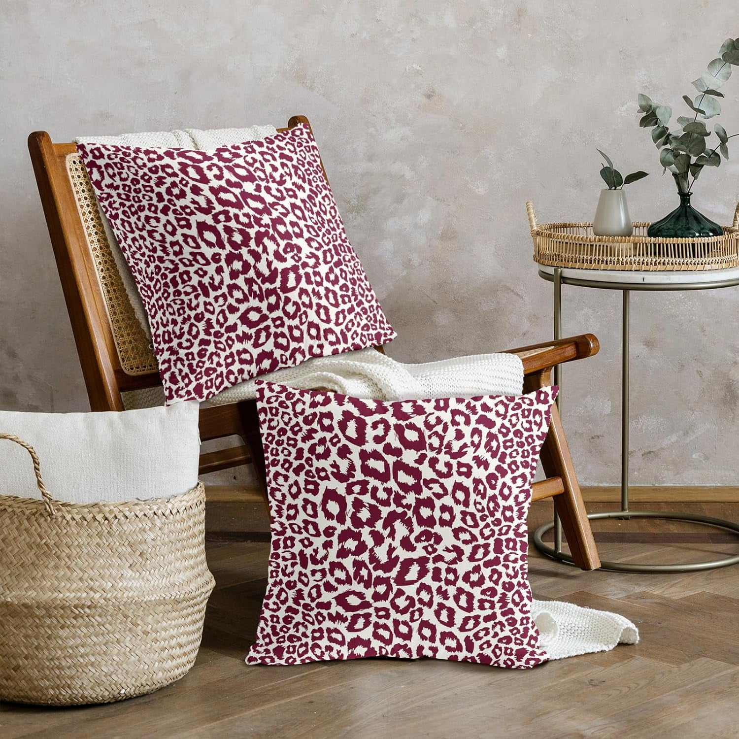 Lime Green White Leopard Print Pillow Covers 18x18 Inch Set of 2 Cheetah Animal Spots Decorative Throw Pillows For Couch Farmhouse Chinoiserie Pillow Cases Home Decor For Room Sofa Bed Porch Outdoor 16