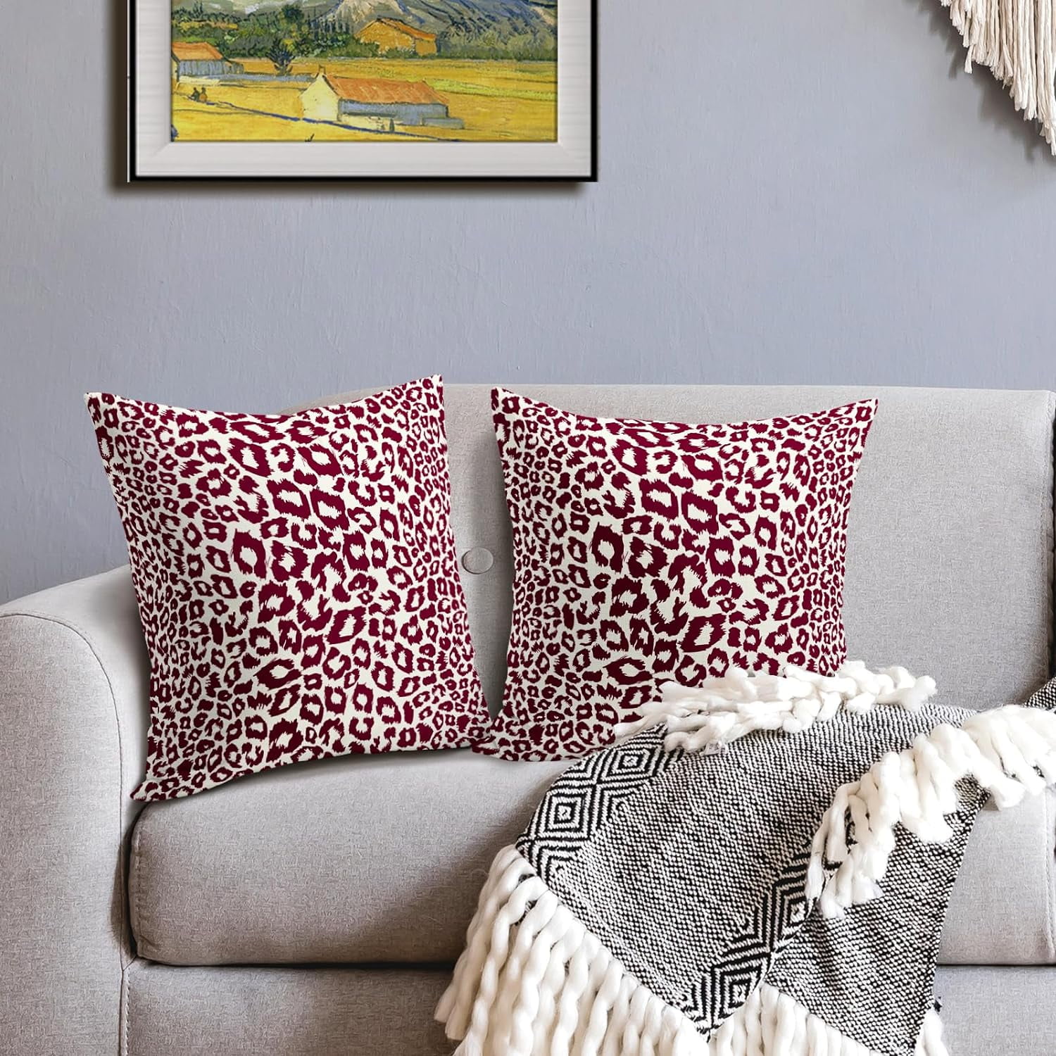 Lime Green White Leopard Print Pillow Covers 18x18 Inch Set of 2 Cheetah Animal Spots Decorative Throw Pillows For Couch Farmhouse Chinoiserie Pillow Cases Home Decor For Room Sofa Bed Porch Outdoor 16