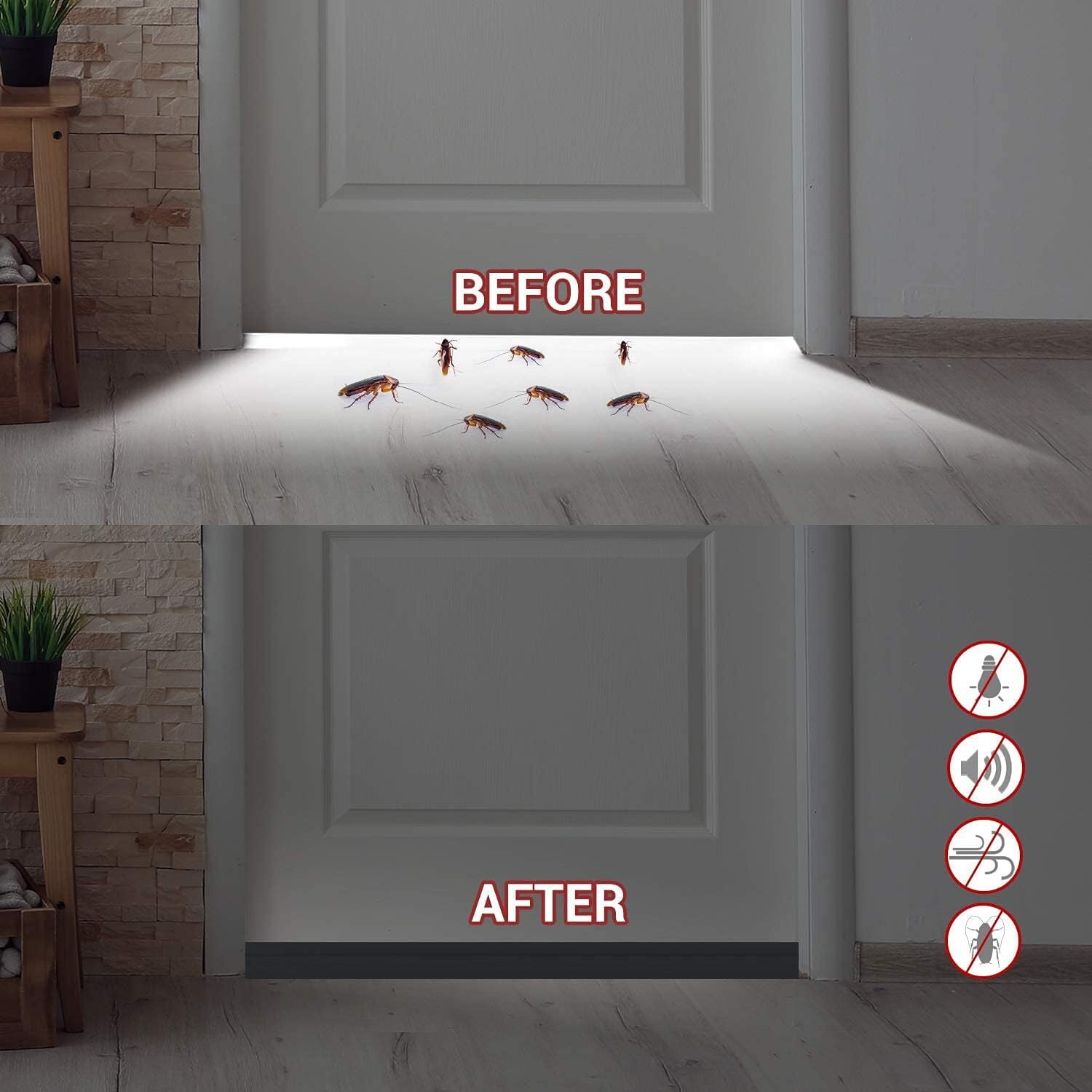 Door Draft Stopper, 37 Inch Under Door Sweep Bottom Blocker with Rubber Seal Strip, Under Door Seal for Exterior/Interior, Soundproof Weather Stripping Door Seal(White) 2PC Black - Image 2