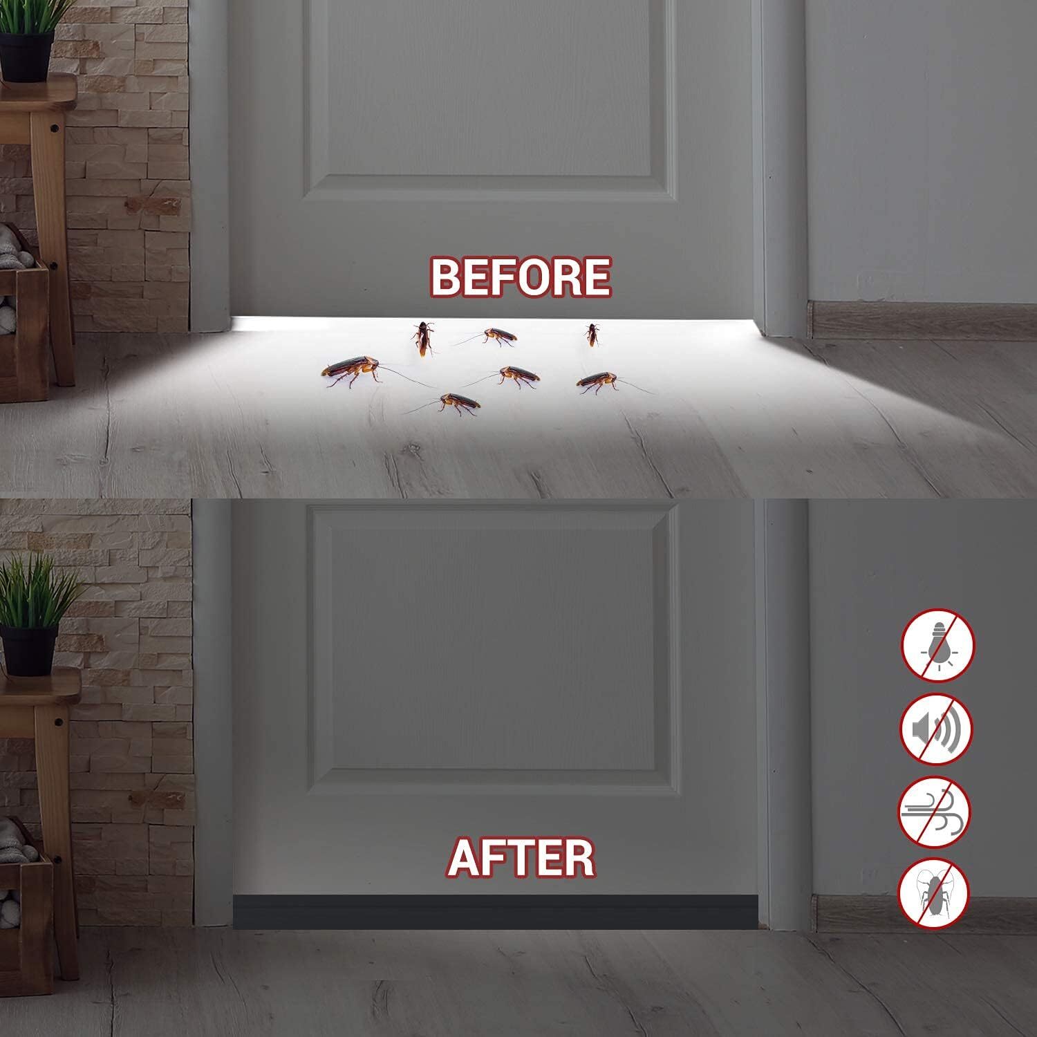 Door Draft Stopper, 37 Inch Under Door Sweep Bottom Blocker with Rubber Seal Strip, Under Door Seal for Exterior/Interior, Soundproof Weather Stripping Door Seal(White) 2PC Brown - Image 2