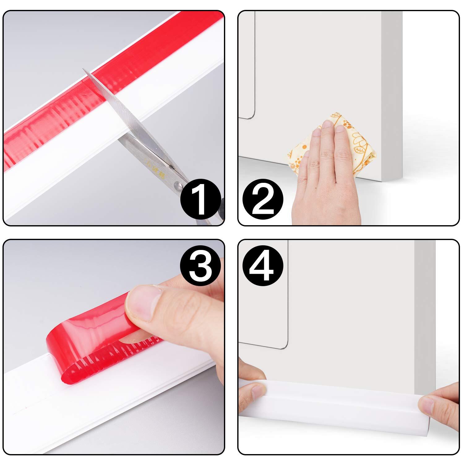 Door Draft Stopper, 37 Inch Under Door Sweep Bottom Blocker with Rubber Seal Strip, Under Door Seal for Exterior/Interior, Soundproof Weather Stripping Door Seal(White) 1PC White - Image 4