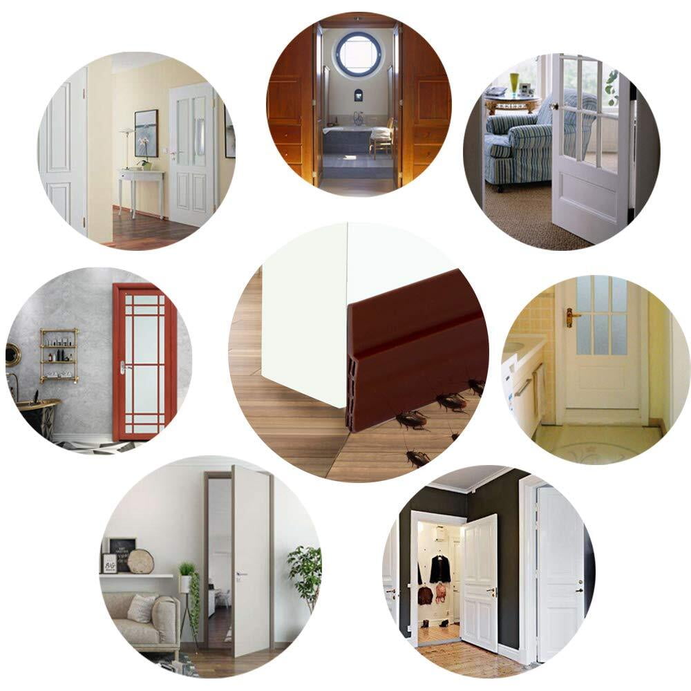 Door Draft Stopper, 37 Inch Under Door Sweep Bottom Blocker with Rubber Seal Strip, Under Door Seal for Exterior/Interior, Soundproof Weather Stripping Door Seal(White) 1PC White - Image 5