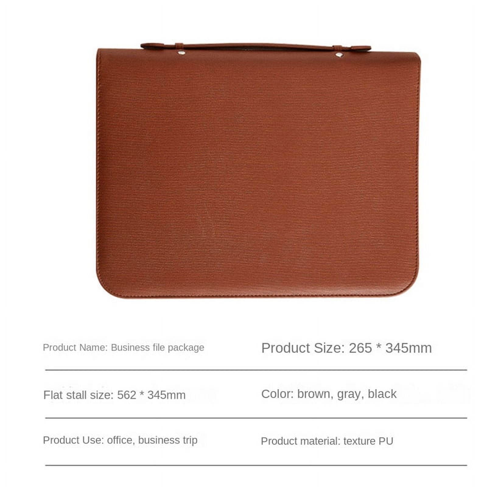 Zippered Portfolio Organizer, Leather Padfolio Binder, Professional Business Binder, Organizer for /Document (Brown) - Image 2