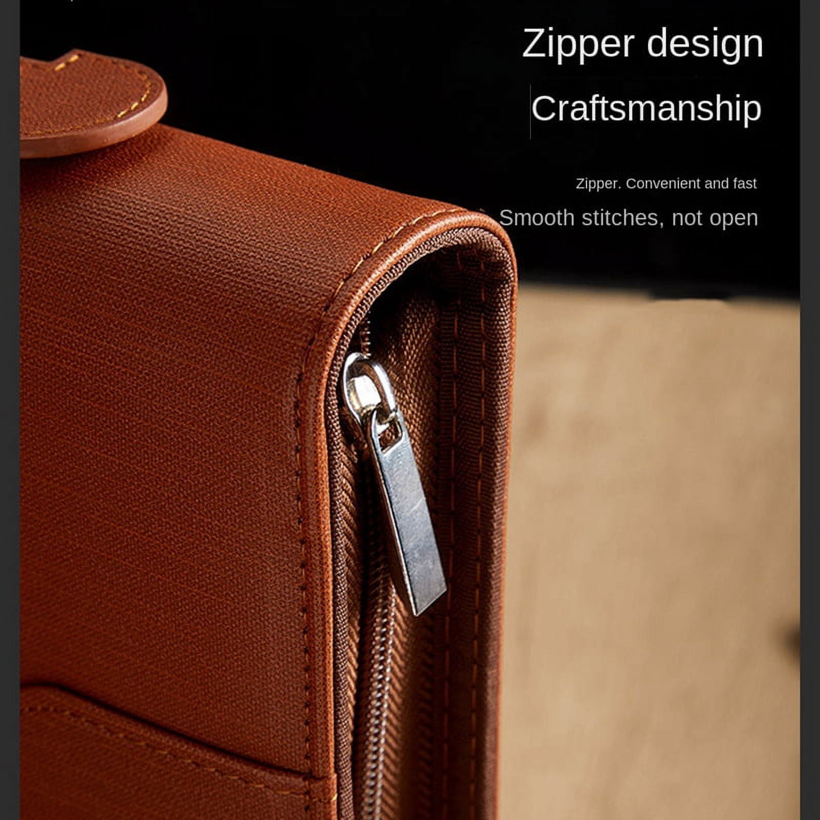 Zippered Portfolio Organizer, Leather Padfolio Binder, Professional Business Binder, Organizer for /Document (Brown) - Image 6
