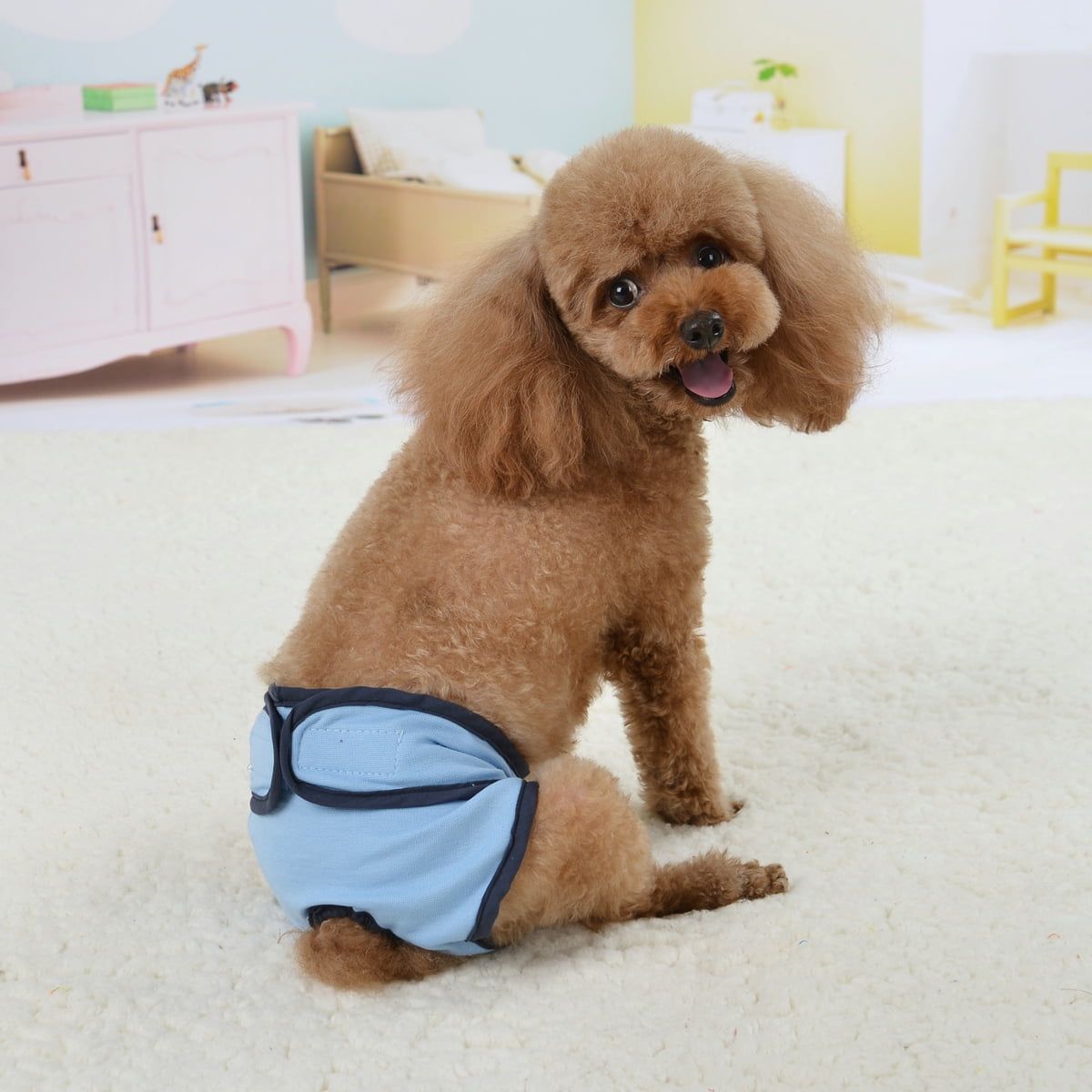 Comfortable Dog Underwear Dog Diapers Pants Male Female to Put On/Off Breathable Physiological Pants Reusable Sanitary Panties for Small to Large Dogs Pet (1pcs, Pink, XL) L Blue - Image 6