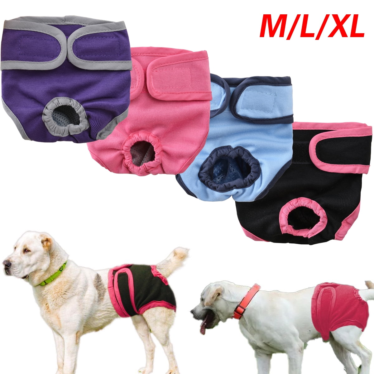 Comfortable Dog Underwear Dog Diapers Pants Male Female to Put On/Off Breathable Physiological Pants Reusable Sanitary Panties for Small to Large Dogs Pet (1pcs, Pink, XL) XL Pink - Image 1