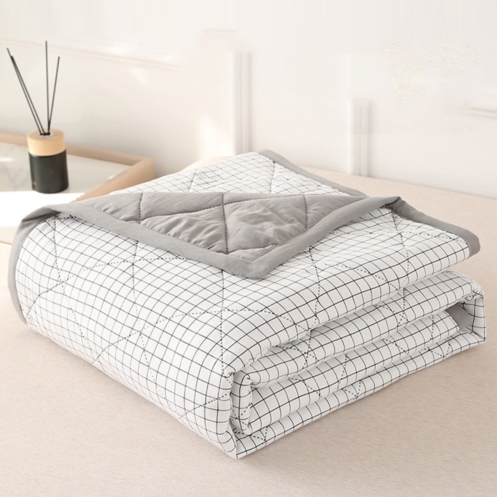 Summercome Cooling Quilt, Thin Quilts Summer Lightweight Comforter, Full Washed Cotton, Machine Washable, Soft Comfy Breathable Sleep Blanket for Hot Sleeper, Ultra-Cool Lightweight (Blue, Queen) Queen Blue - Image 1