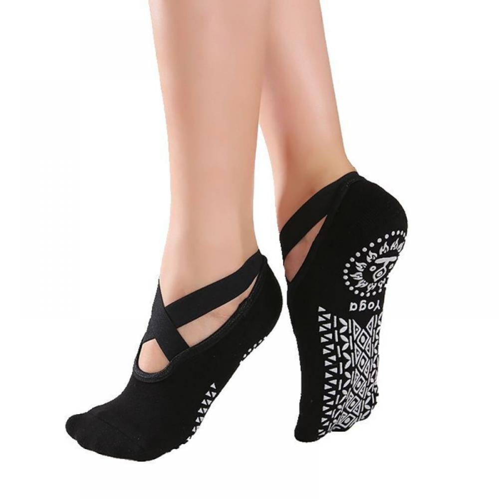 1pc Yoga Socks for Women Non Slip Socks Slipper Socks for Pilates, Ballet, Dance, Yoga Socks with Grips for Women Black - Image 1