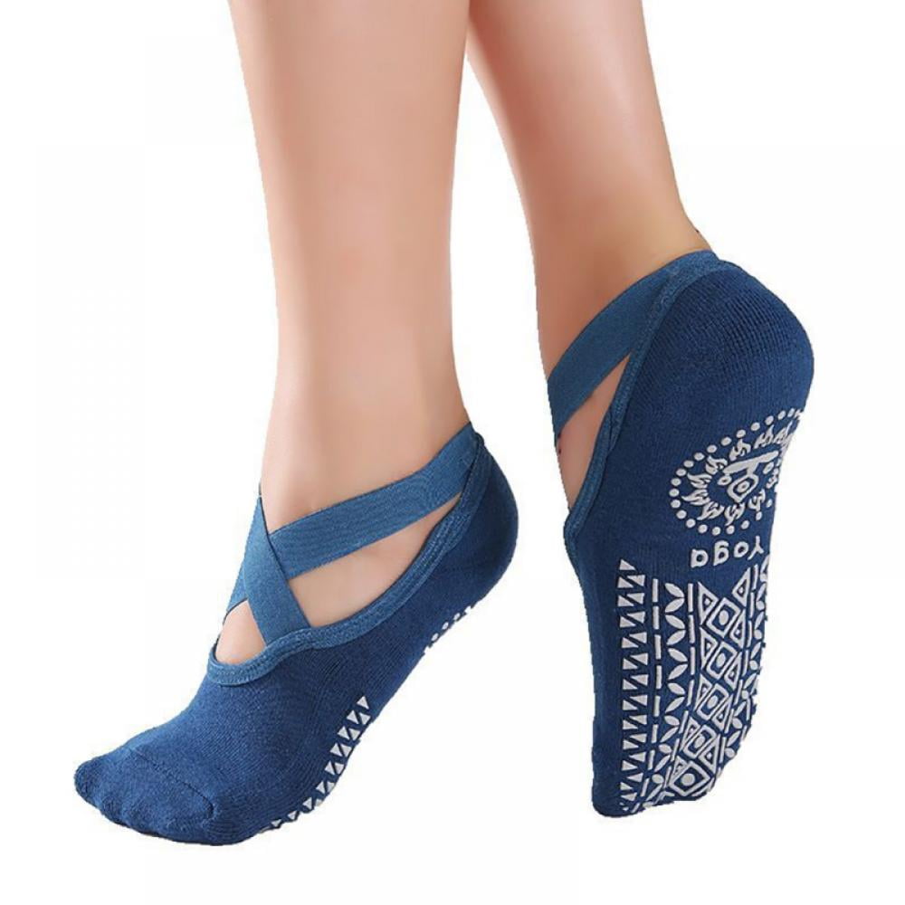1pc Yoga Socks for Women Non Slip Socks Slipper Socks for Pilates, Ballet, Dance, Yoga Socks with Grips for Women Blue - Image 1