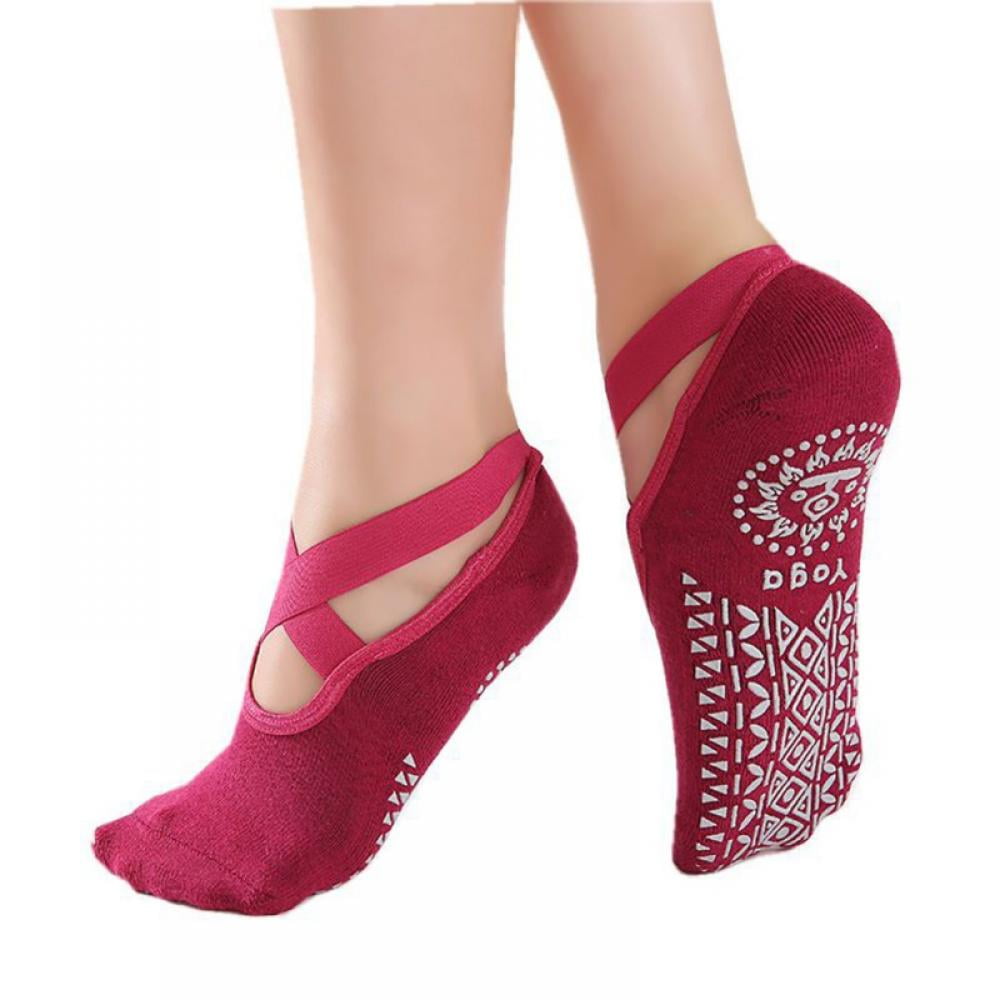 1pc Yoga Socks for Women Non Slip Socks Slipper Socks for Pilates, Ballet, Dance, Yoga Socks with Grips for Women Red - Image 1