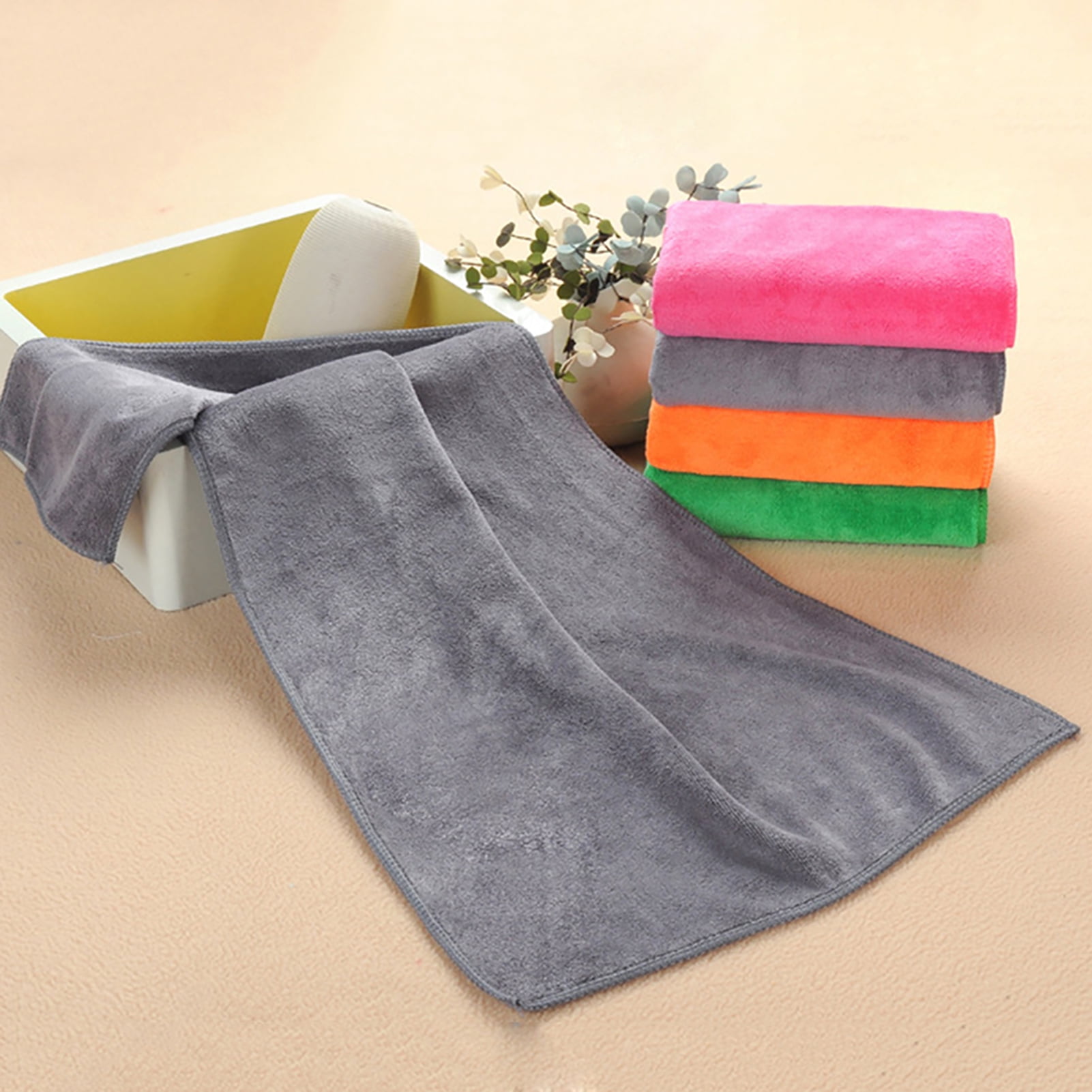 1Pc Microfiber Hair Towel Soft Super Absorbent Microfiber Microfiber Hair Towel Wraps Women for Gym Grey - Image 6
