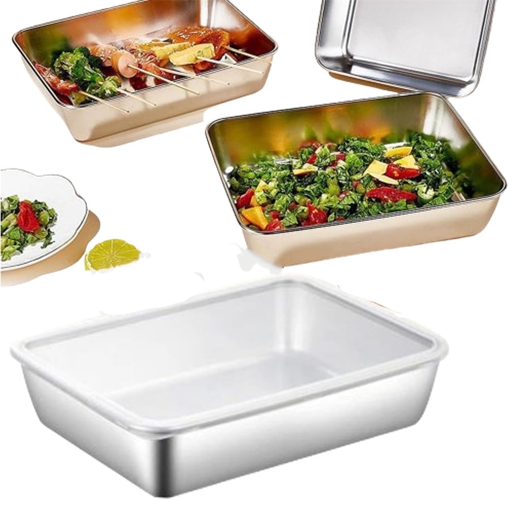 Tutuviw Stainless Steel Square Plate, Stainless Steel Baking Pans Cake Pan, Restaurant Pans Catering Pans Non-toxic & Healthy, Heavy Duty & Dishwasher Safe(No Lid) - Image 2