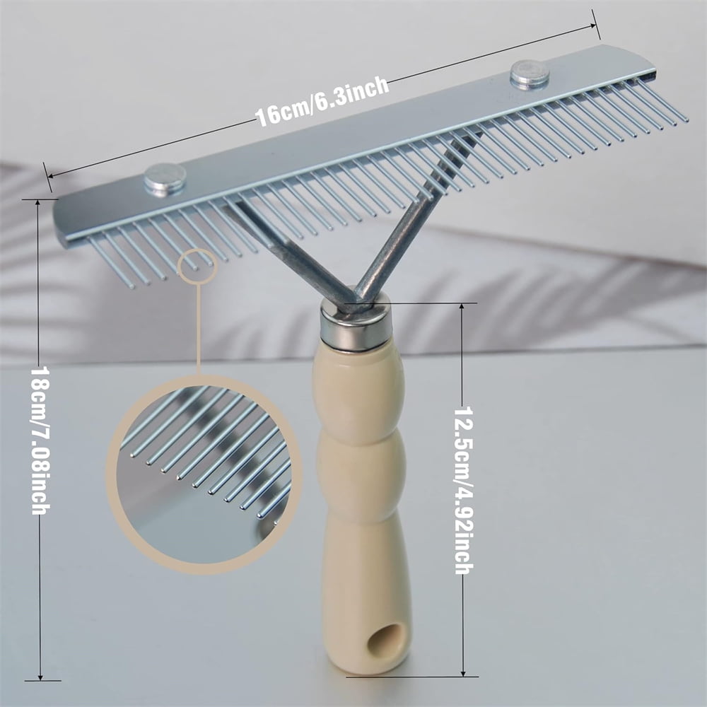 Tutuviw Undercoat Rake for Dogs for Grooming Large Dogs Grooming Brush Long Tooth Undercoat Dog Rake with Wood Handle Deshedding Tool Steel Comb Mane Brush Dog Deshedding Brush - Image 2