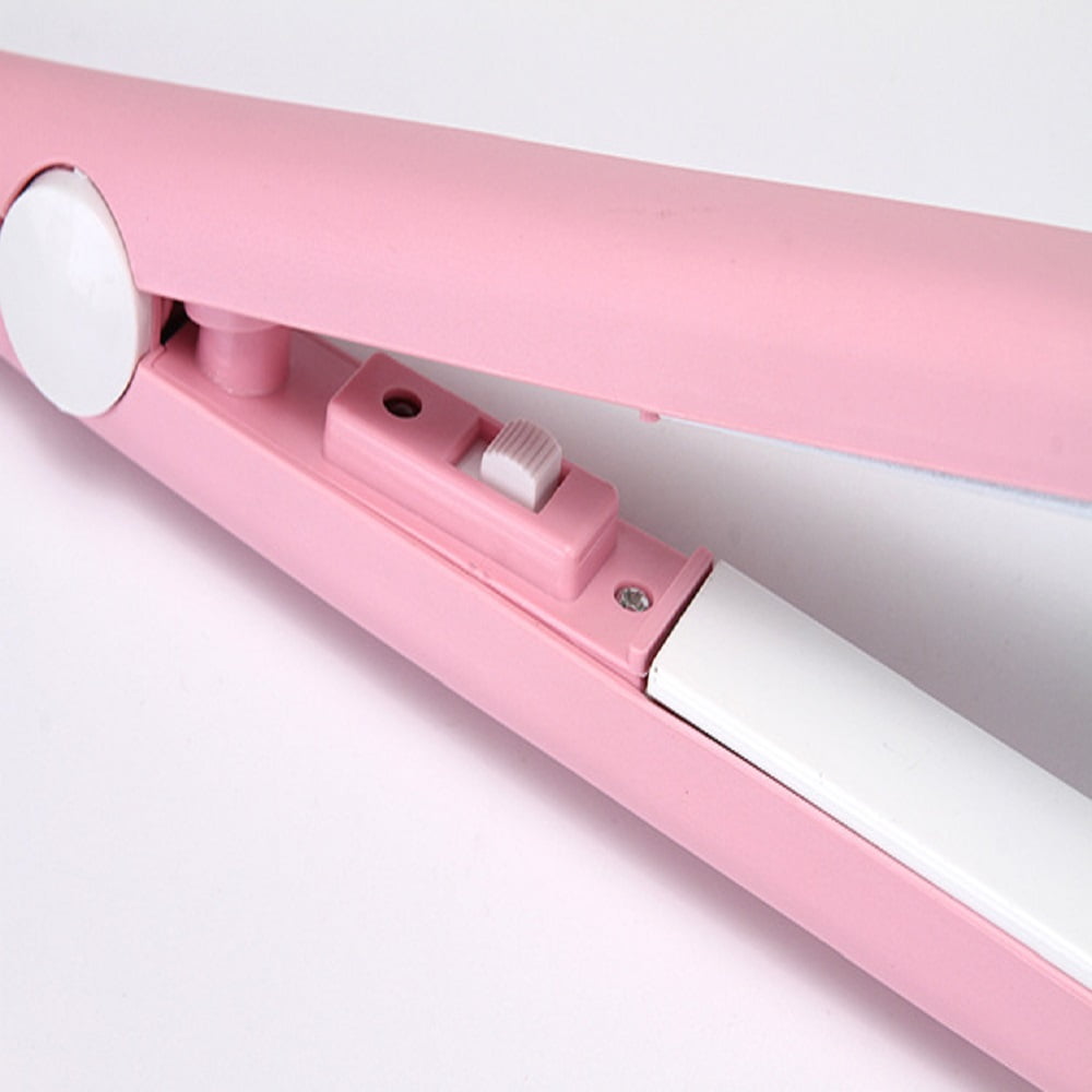 2 in 1 Hair Straightener Mini Hair Curler, Mini Hair Straightener Hairstyling Iron Heating Curler for Home or Salon Blue - Image 3