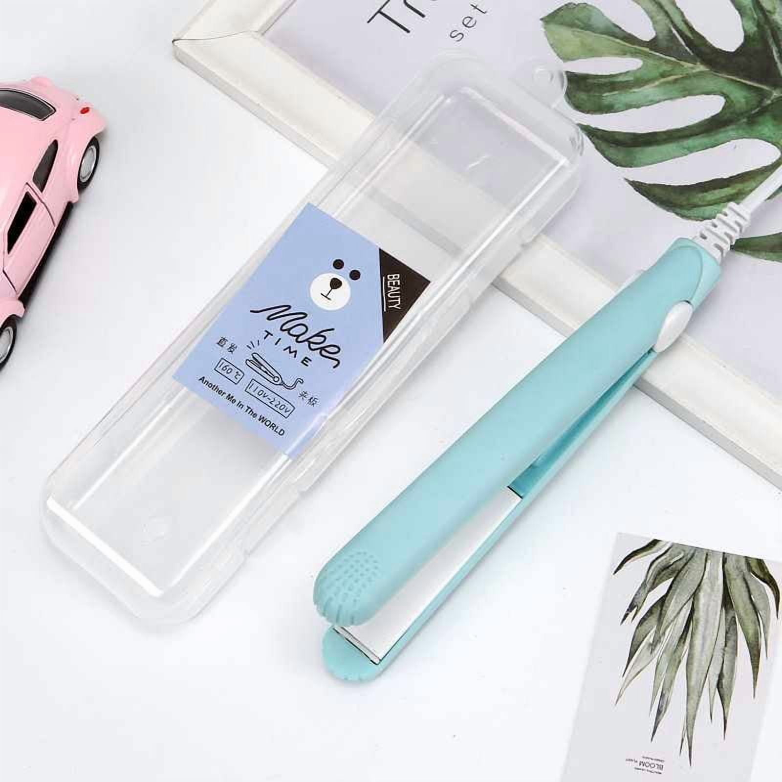 2 in 1 Hair Straightener Mini Hair Curler, Mini Hair Straightener Hairstyling Iron Heating Curler for Home or Salon Blue - Image 5
