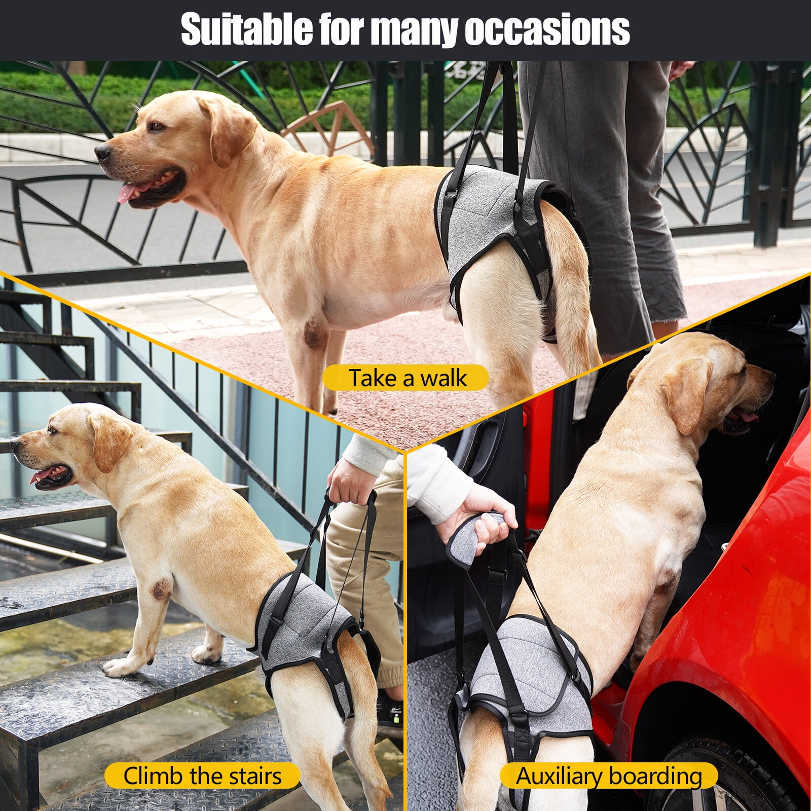 Dog Sling for Large Dogs Hind Leg Adjustable Dog Lift Harnesses For Walking/Climbing Pet Auxiliary Slings for Elderly, Disabled Dogs M - Image 6