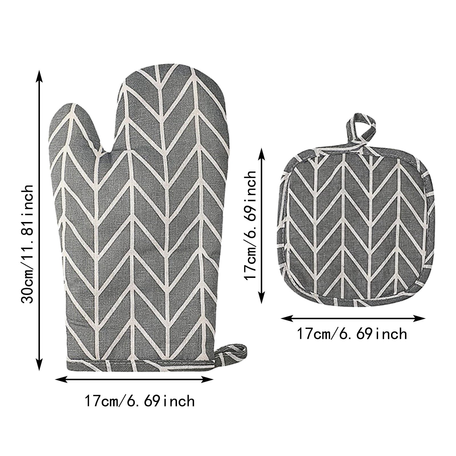 Poaug Oven Mitts on Sale Clearance 2Pc Oven Gloves Grill Gloves Slippery Cooking Gloves for Cooking Baking Grilling Yellow Grey - Image 3