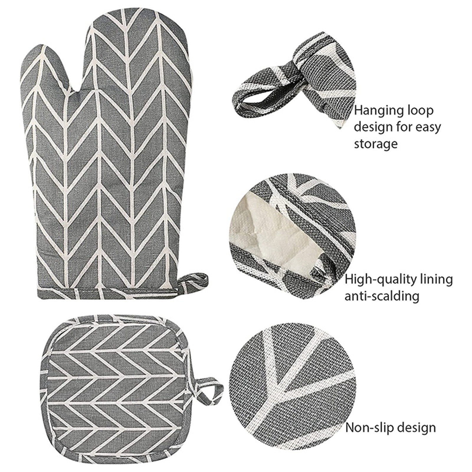 Poaug Oven Mitts on Sale Clearance 2Pc Oven Gloves Grill Gloves Slippery Cooking Gloves for Cooking Baking Grilling Yellow Grey - Image 8
