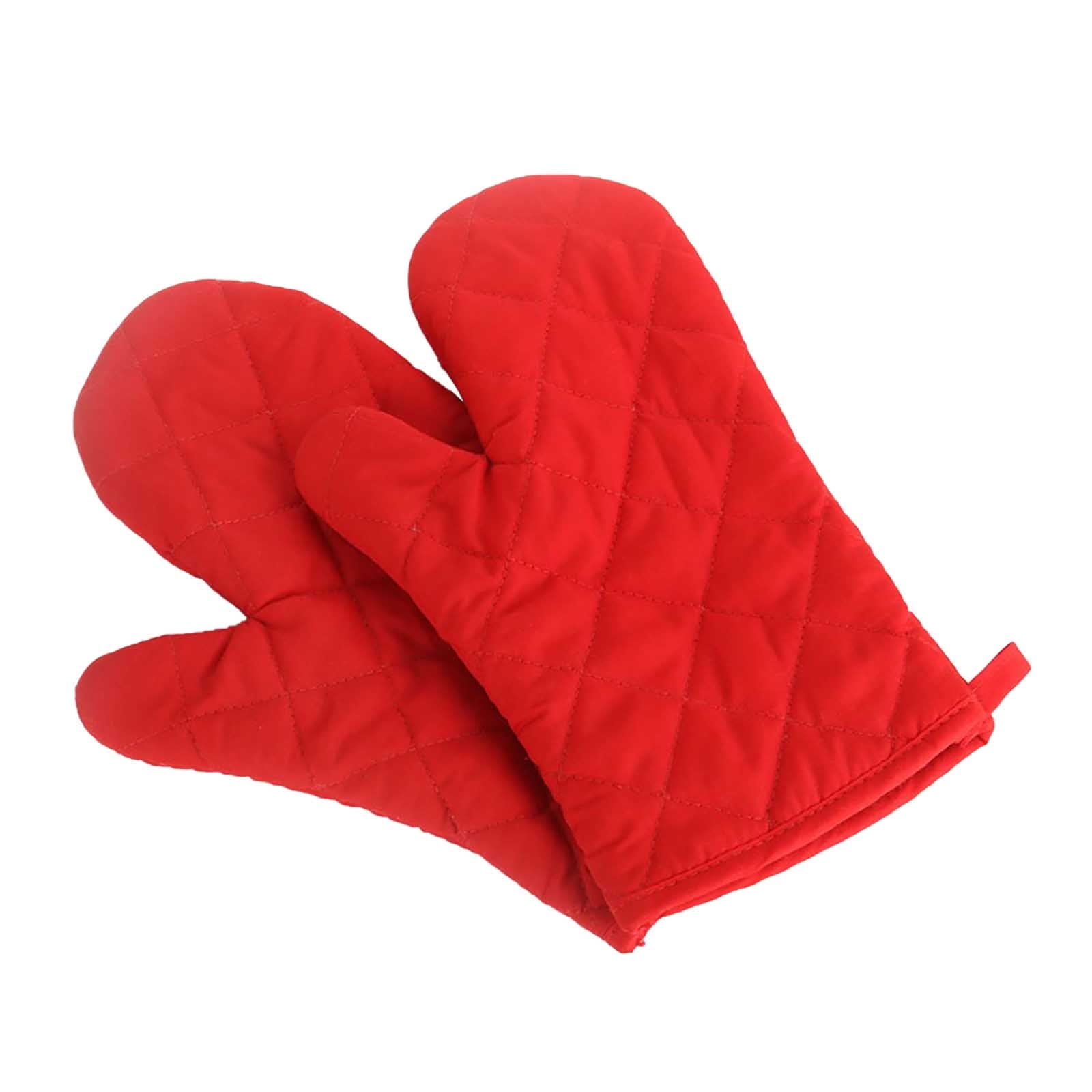 Poaug Oven Mitts on Sale Clearance 2Pc Oven Gloves Grill Gloves Slippery Cooking Gloves for Cooking Baking Grilling Yellow Red - Image 1