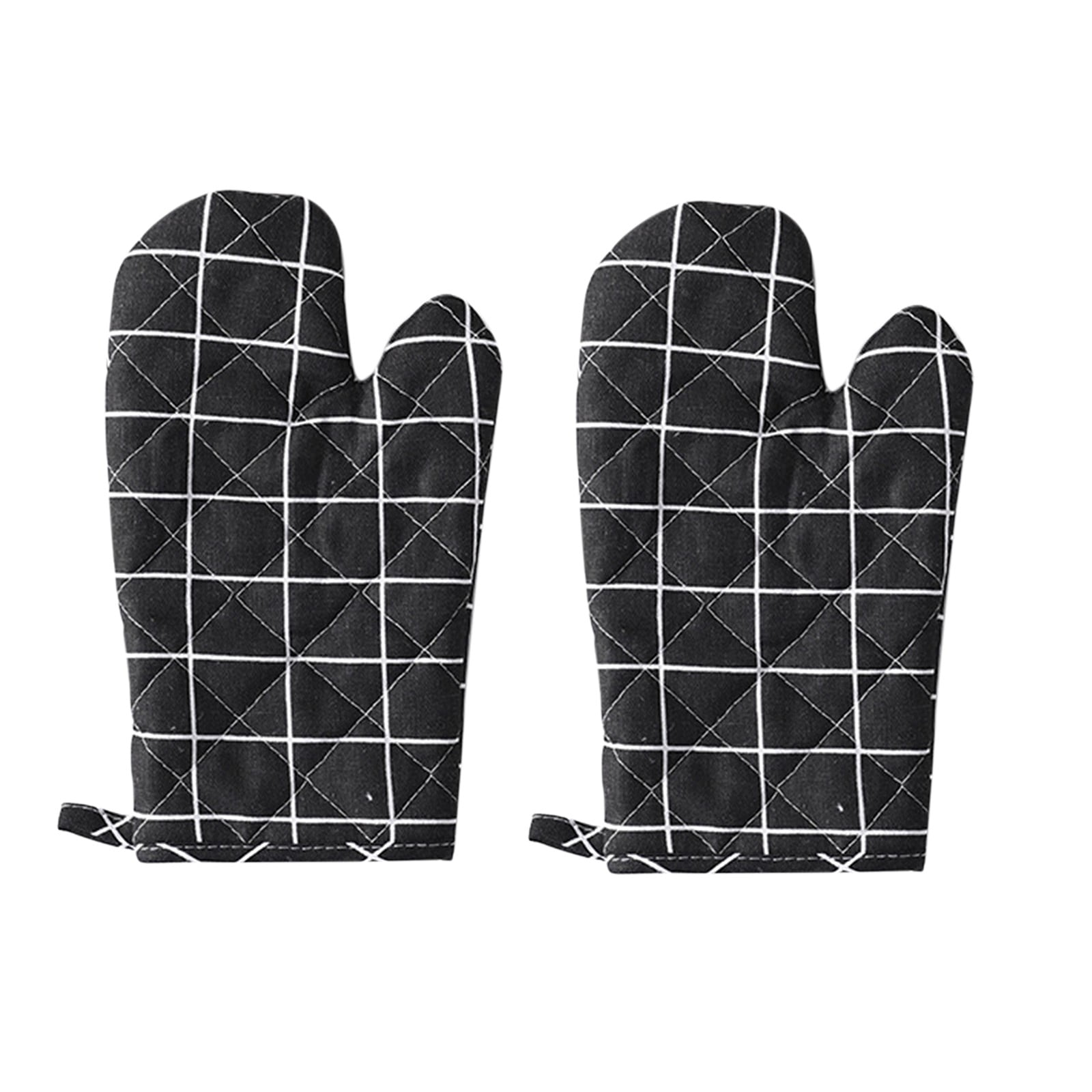 Poaug Oven Mitts on Sale Clearance 2Pc Oven Gloves Grill Gloves Slippery Cooking Gloves for Cooking Baking Grilling Yellow Z1-Black - Image 2