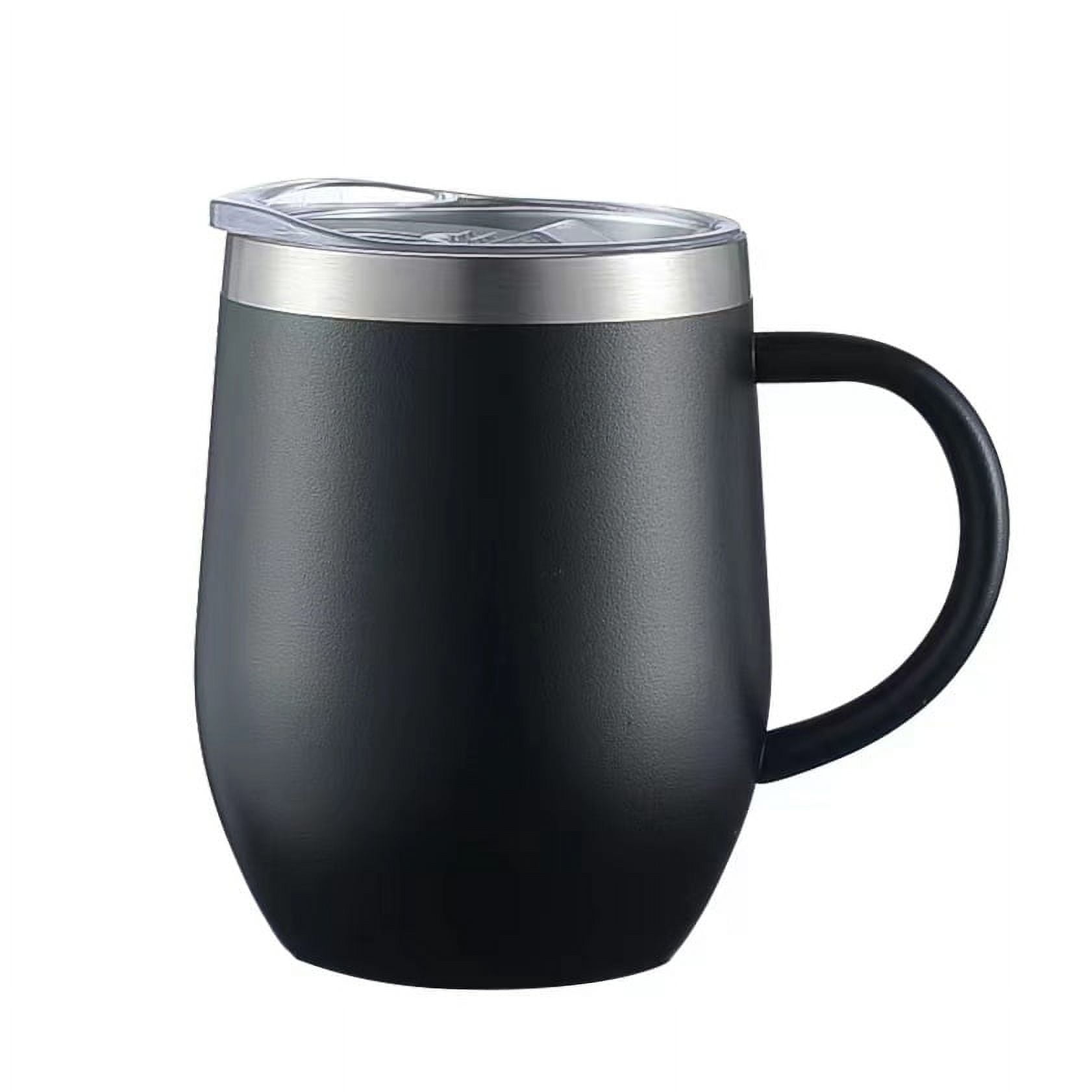 12oz Insulated Coffee Mug with Handle Stainless Steel Insulated Coffee Mug Double Wall Vacuum Travel Mug Tumbler Cup with Sliding Lid Travel Coffee Cup Thermal Cup Black - Image 1