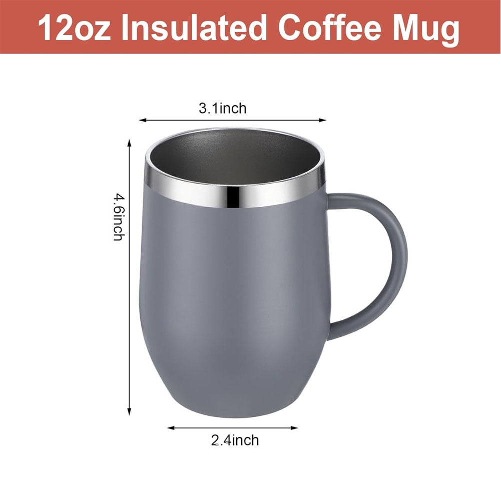12oz Insulated Coffee Mug with Handle Stainless Steel Insulated Coffee Mug Double Wall Vacuum Travel Mug Tumbler Cup with Sliding Lid Travel Coffee Cup Thermal Cup Pink - Image 2