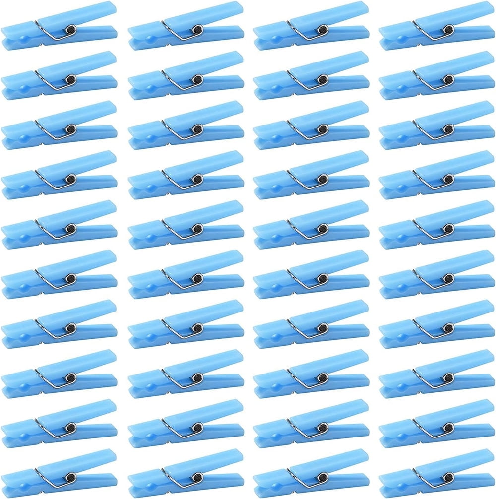 Tutuviw 100Pcs Blue Clothes Pins for Baby Shower Game Mini Premium Plastic Clothespins Small Baby Shower Decorations for Party Gender Reveal Game DIY Blue - Image 1