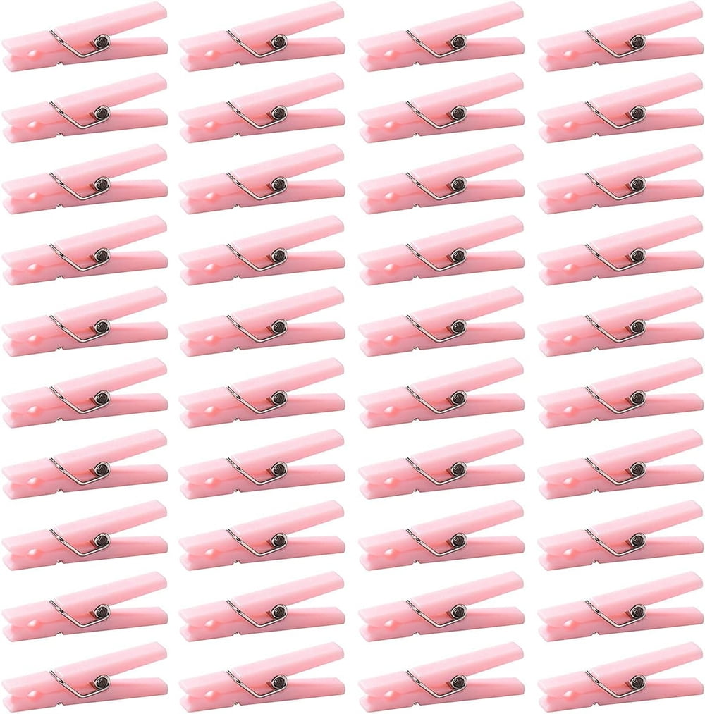 Tutuviw 100Pcs Blue Clothes Pins for Baby Shower Game Mini Premium Plastic Clothespins Small Baby Shower Decorations for Party Gender Reveal Game DIY Pink - Image 1