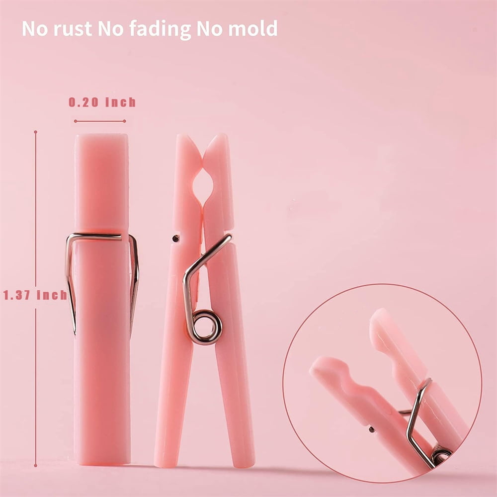 Tutuviw 100Pcs Blue Clothes Pins for Baby Shower Game Mini Premium Plastic Clothespins Small Baby Shower Decorations for Party Gender Reveal Game DIY Pink - Image 2
