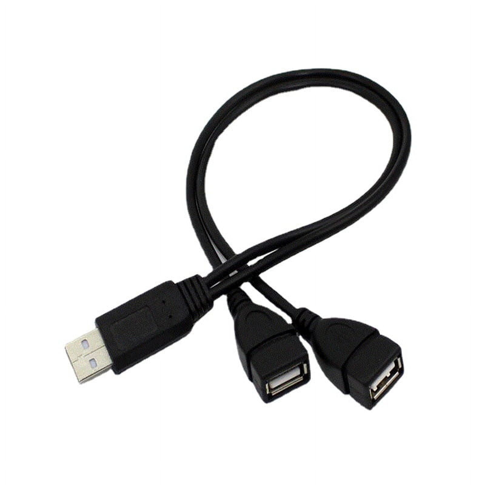USB Splitter Y Cable, USB A 1 Male to 2 Female Cord Converter, Dual Double USB Port Extender Hub Data Charger Power Split Adapter for Car, Xbox, PS4, PS5, Laptop, Mac (1FT) - Image 1