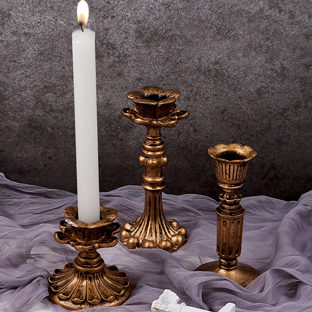 Visland Candlestick Holders , Brass Gold Candlestick Holder Set Candle Stick Holders Decorative Candlestick Stand for Wedding Party Dinning as shown 096 - Image 1