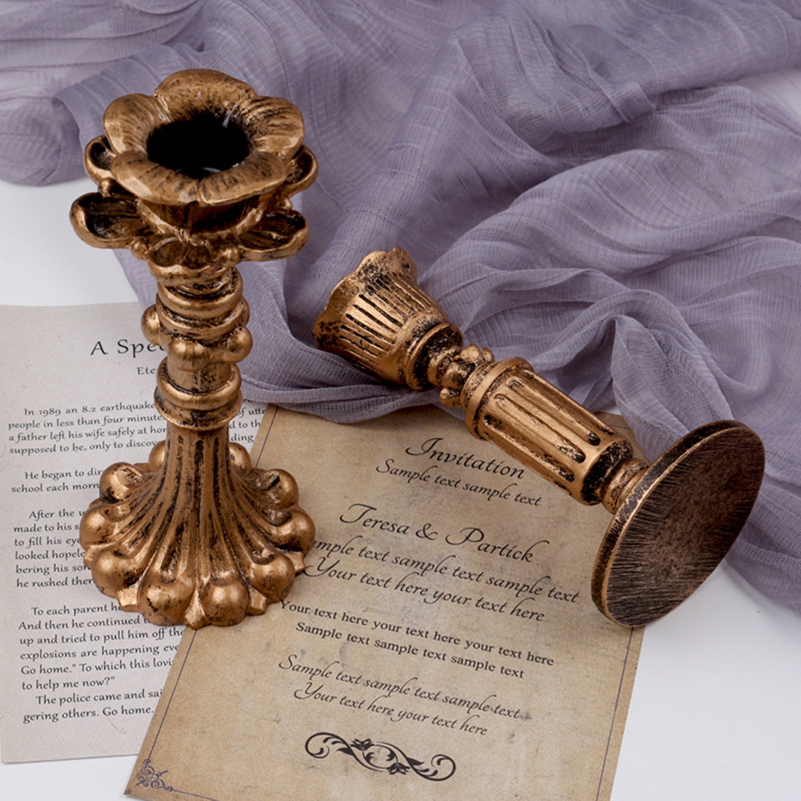 Visland Candlestick Holders , Brass Gold Candlestick Holder Set Candle Stick Holders Decorative Candlestick Stand for Wedding Party Dinning as shown 096 - Image 4