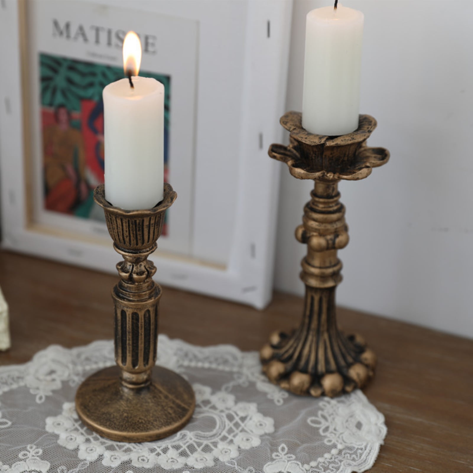Visland Candlestick Holders , Brass Gold Candlestick Holder Set Candle Stick Holders Decorative Candlestick Stand for Wedding Party Dinning as shown 096 - Image 5