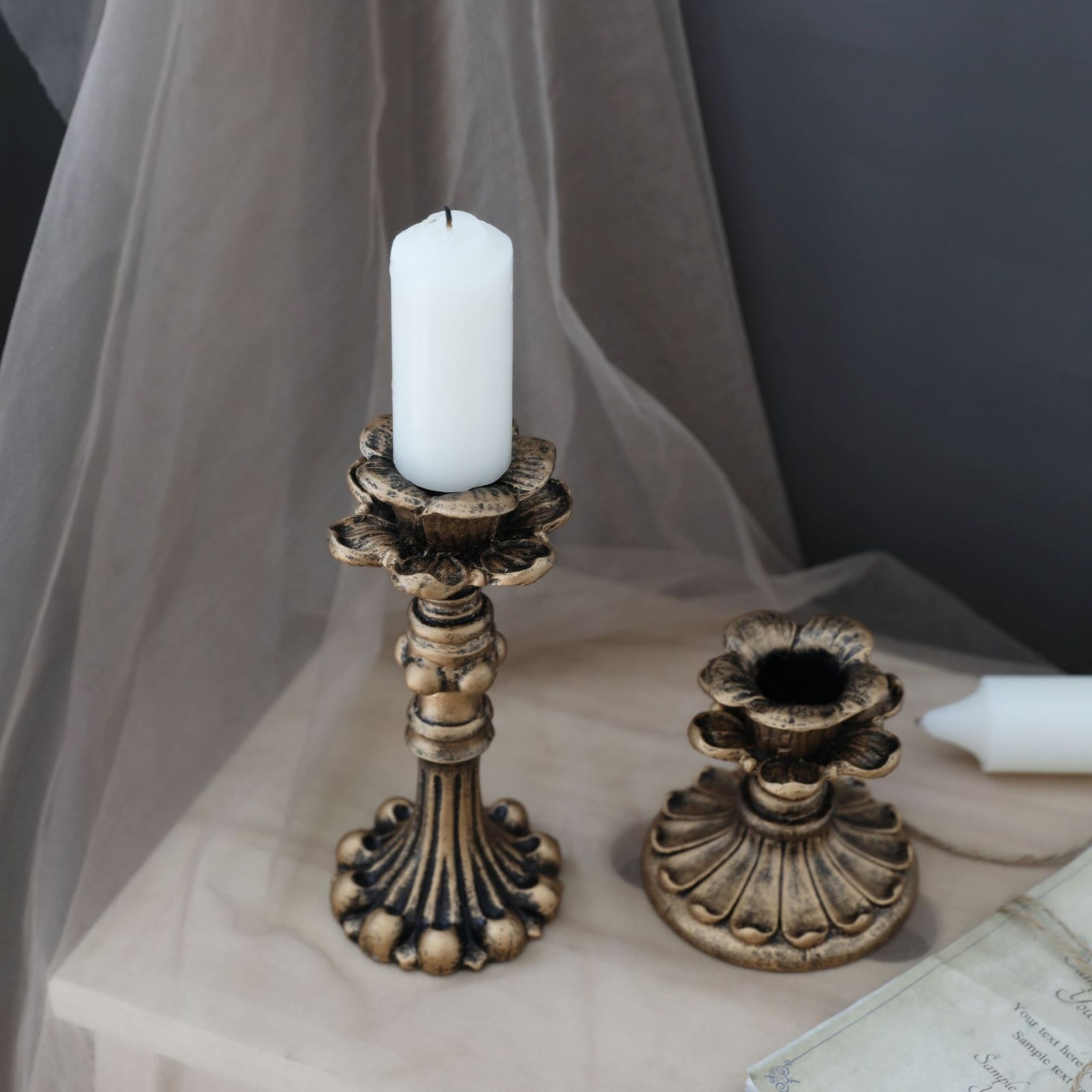Visland Candlestick Holders , Brass Gold Candlestick Holder Set Candle Stick Holders Decorative Candlestick Stand for Wedding Party Dinning as shown 096 - Image 7