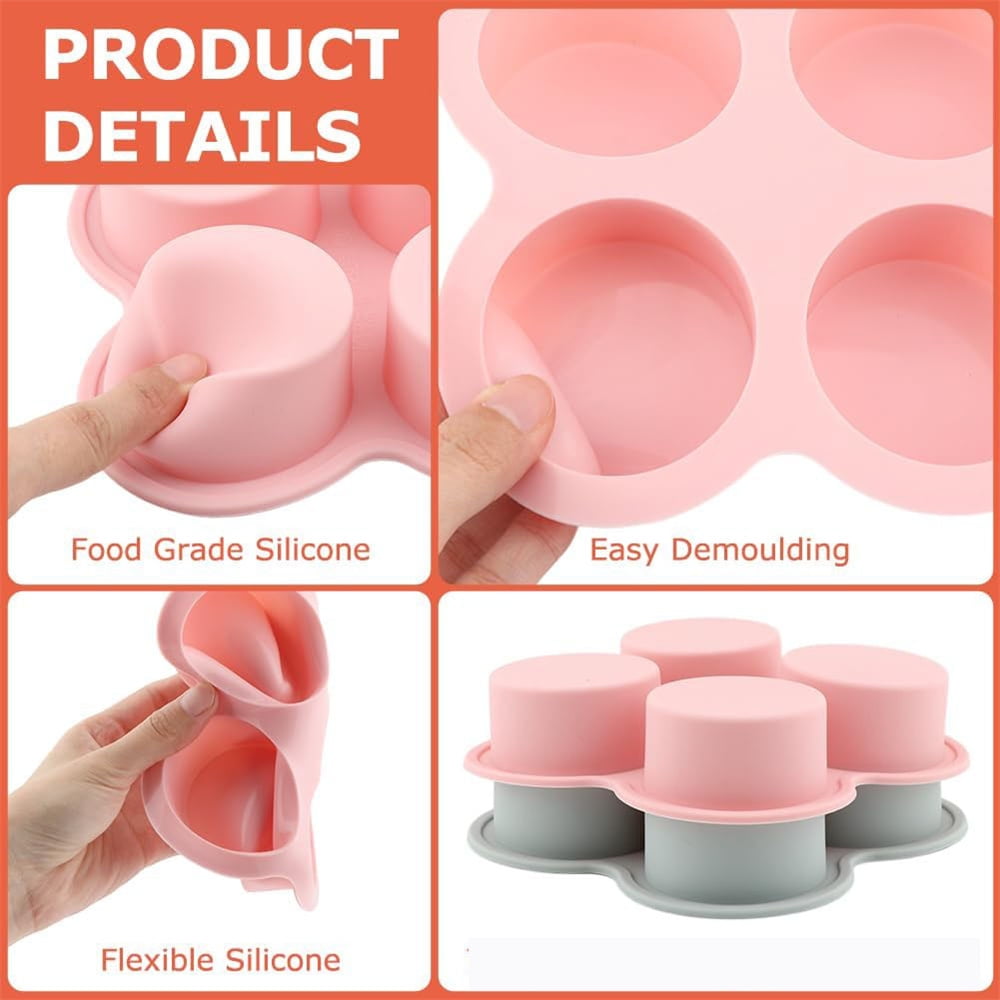 Tutuviw 2Pcs Reusable Silicone Air Fryer Egg Mold Cupcake and Muffin Pan Non-Stick Air Fryer Baking Pan 4 Cavity Silicone Muffin Pans Muffin Cups for Baking(Blue+Pink) - Image 3