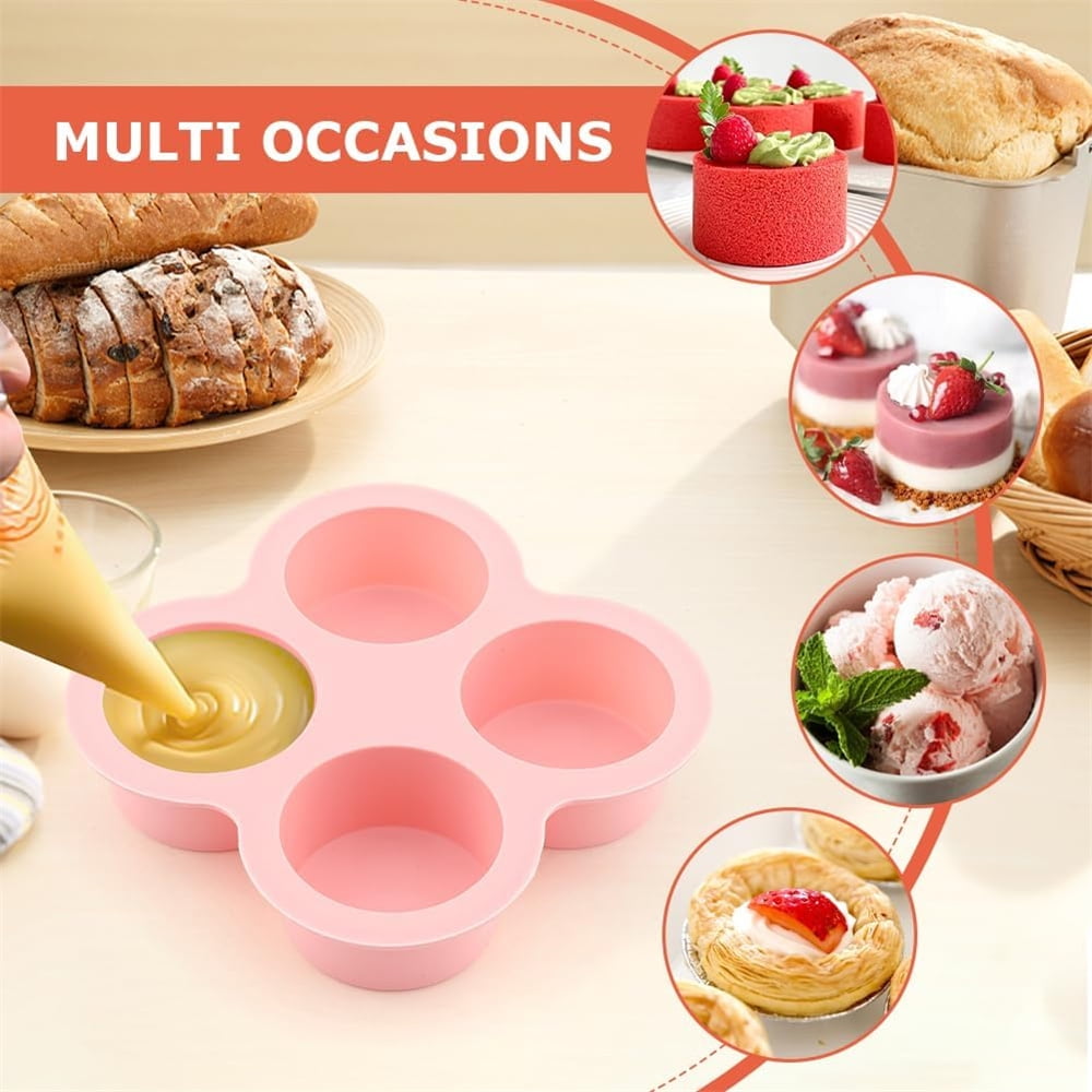 Tutuviw 2Pcs Reusable Silicone Air Fryer Egg Mold Cupcake and Muffin Pan Non-Stick Air Fryer Baking Pan 4 Cavity Silicone Muffin Pans Muffin Cups for Baking(Blue+Pink) - Image 7