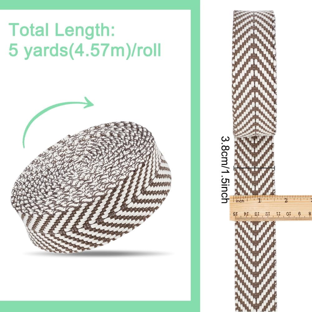 5 Yards Polycotton Jacquard Arrow Ribbon Clothes Accessories Olive 1-1/2 inch(38mm) - Image 4